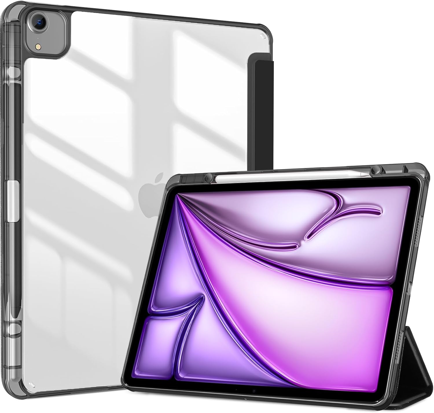 ProCase Hybrid Case for iPad Air 13" Case M3/M2 with Pencil Holder Black