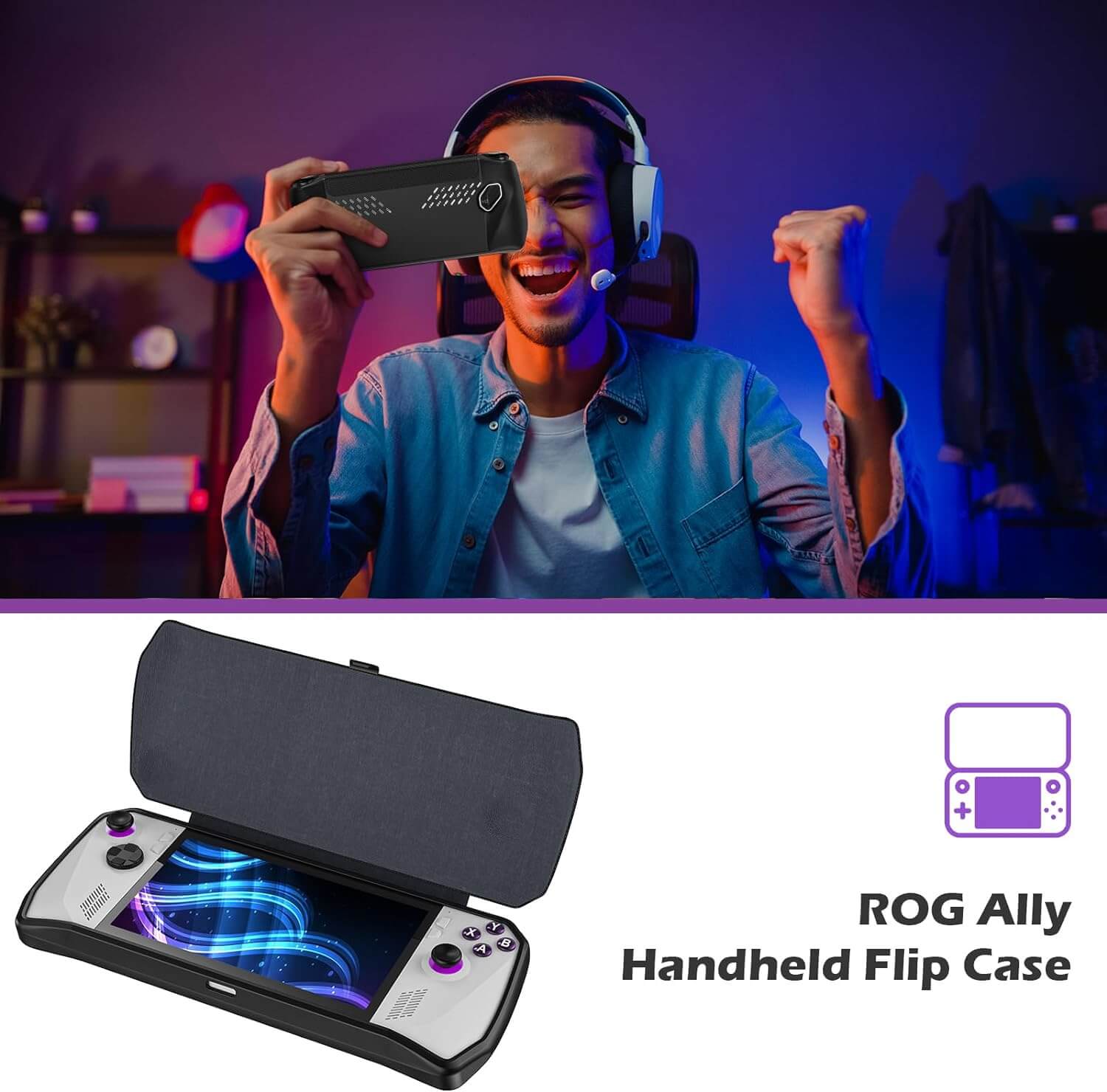 Upgraded ASUS ROG Ally 7 Protective Flip Case with Detachable