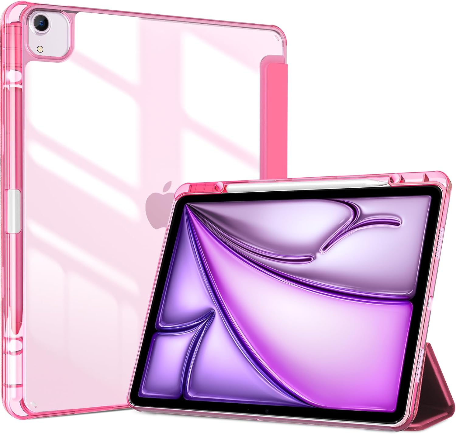 ProCase Hybrid Case for iPad Air 13" Case M3/M2 with Pencil Holder Melonpink