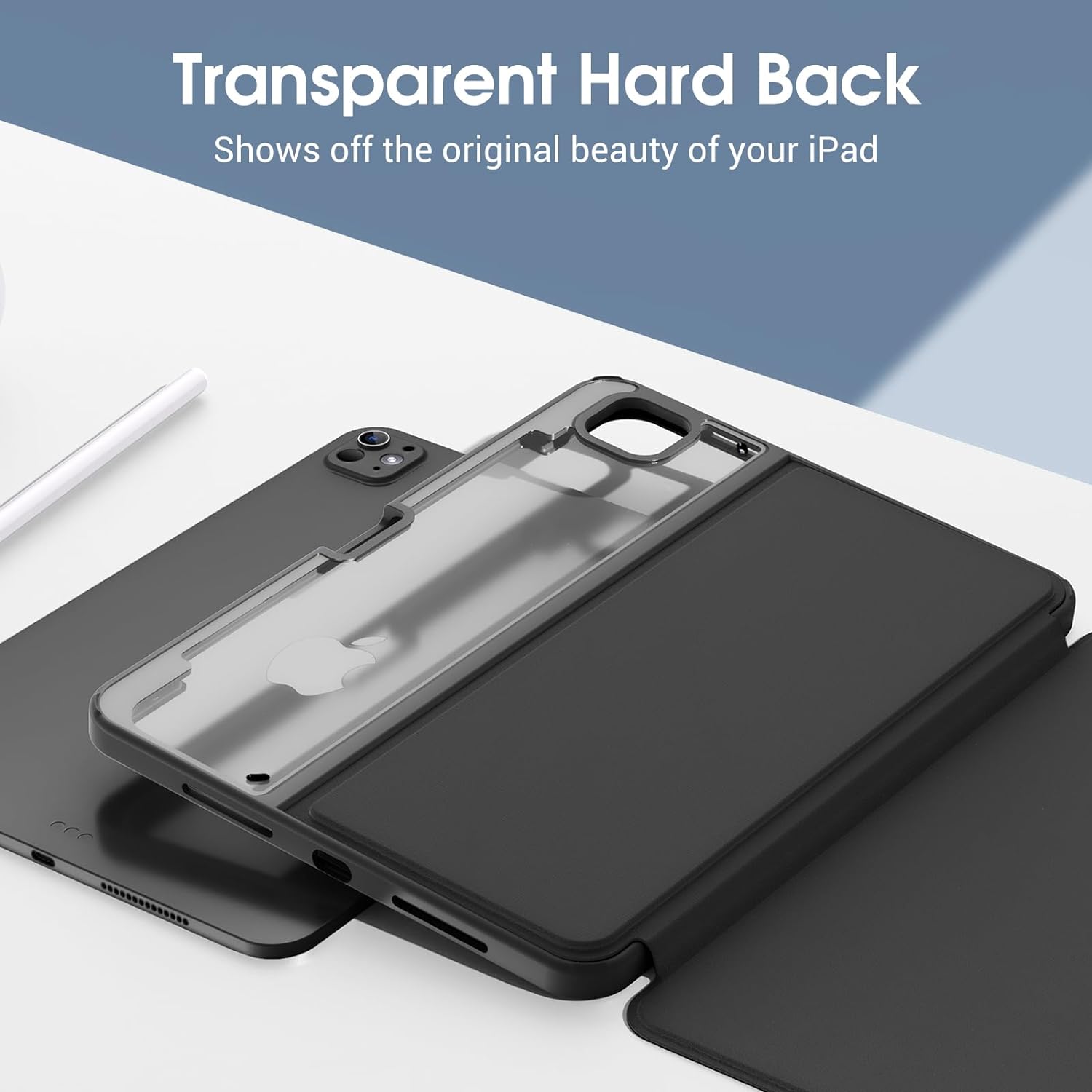 ProCase Slim Folio Case for iPad Pro 13" M4 7th Gen with Pencil Holder Black