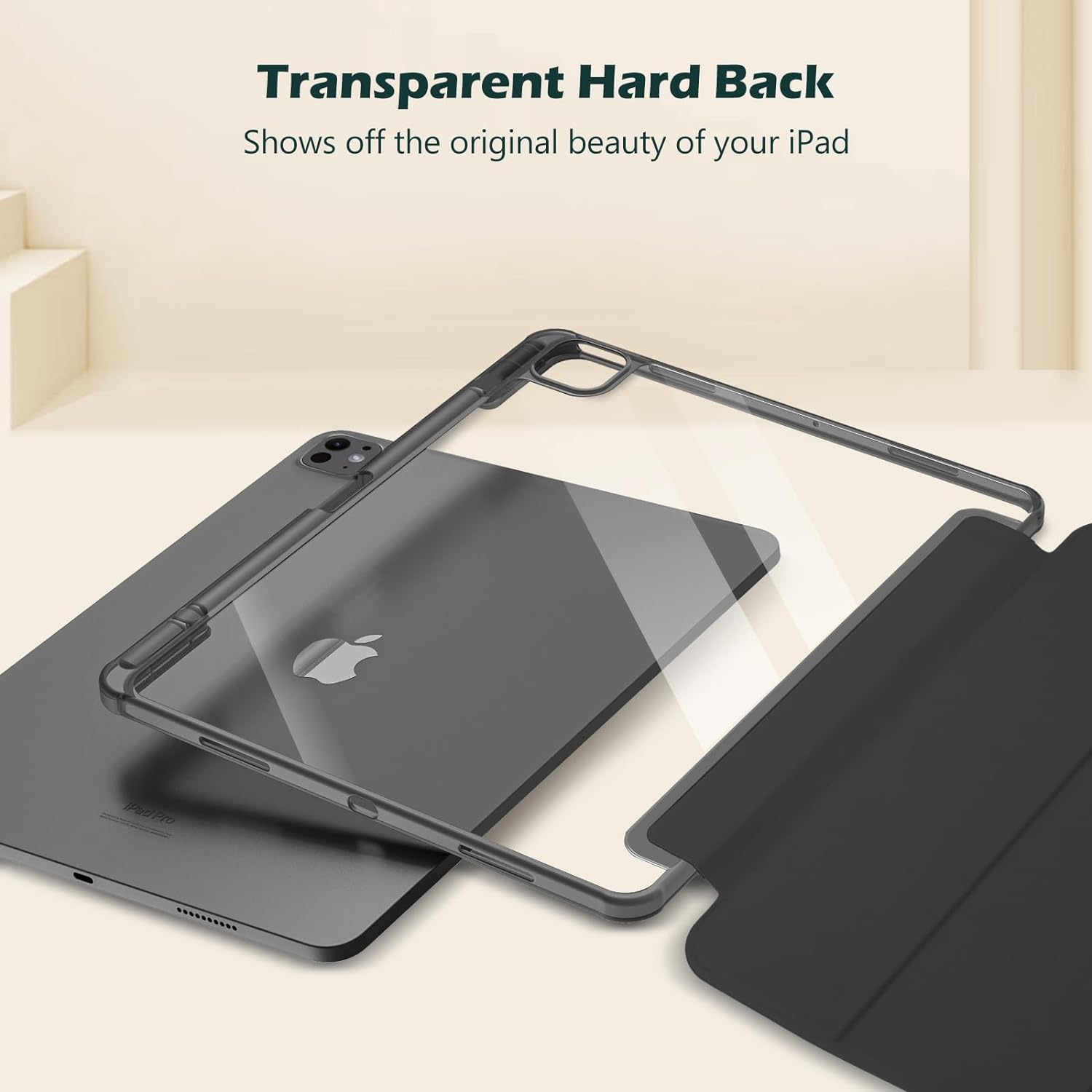 ProCase Smart Folio Protective Case iPad Pro 13" M4 7th Gen 2024  with Pencil Holder Black