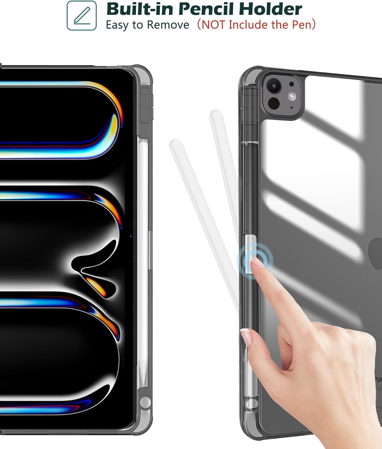 ProCase Smart Case for iPad Pro 11 Inch 2024 M4 with Pencil Holder Black