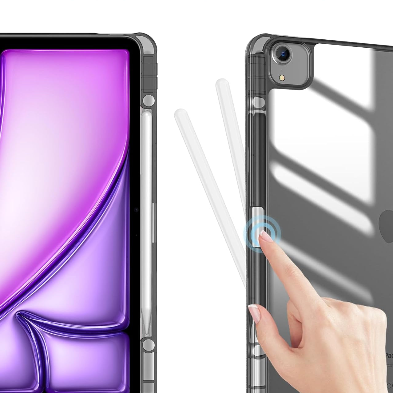 ProCase Hybrid Case for iPad Air 13" Case M3/M2 with Pencil Holder Black