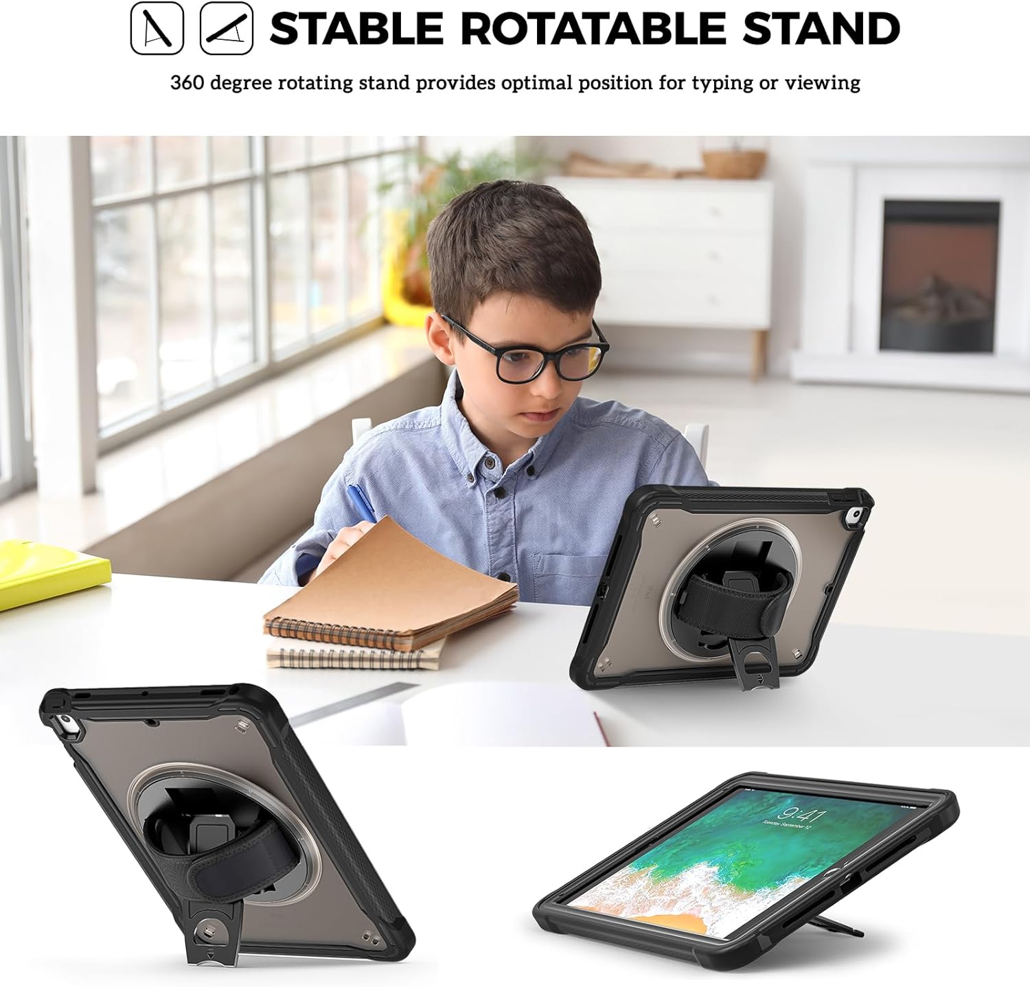 ProCase Rugged Case for iPad 9.7 Inch 5th 6th Gen/iPad Air 2/iPad Pro 9.7 Black