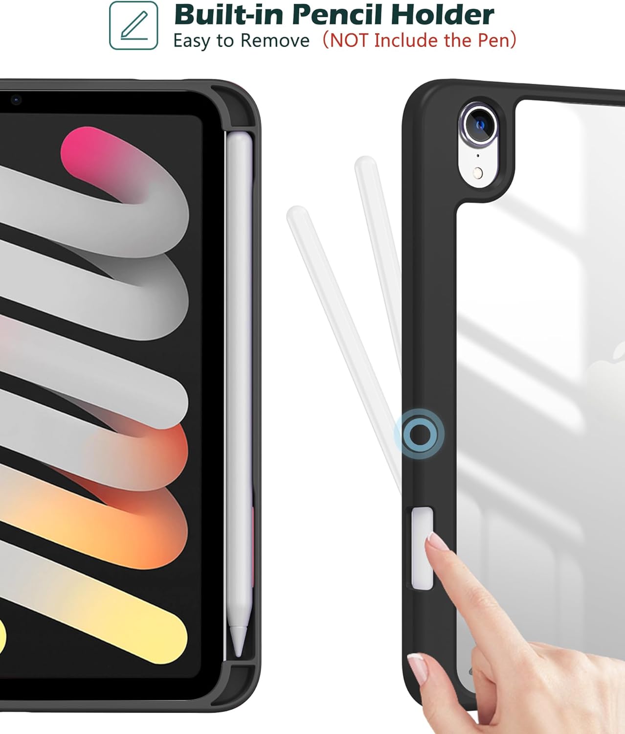 ProCase Smart Case for iPad Mini 6th Gen with Pencil Holder Black