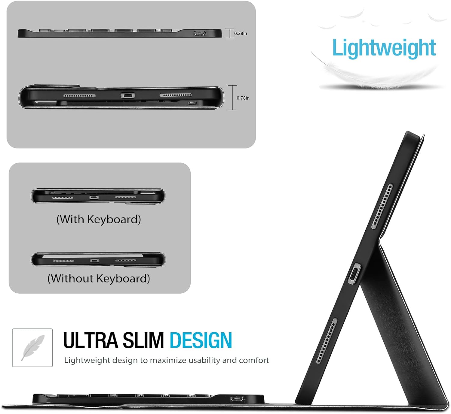 ProCase Keyboard Case for iPad 11th/10th Gen Black