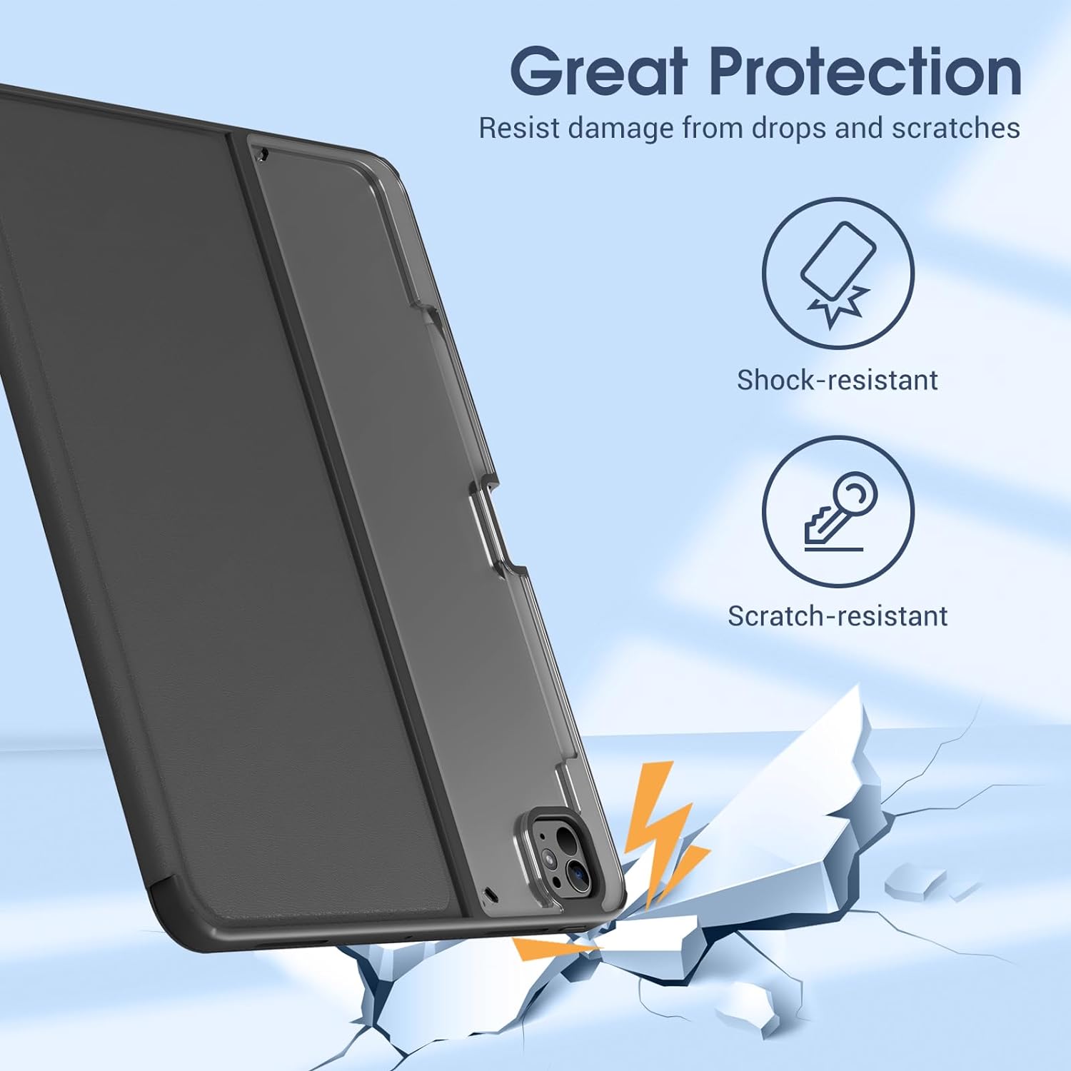 ProCase Slim Folio Case for iPad Pro 13" M4 7th Gen with Pencil Holder Black