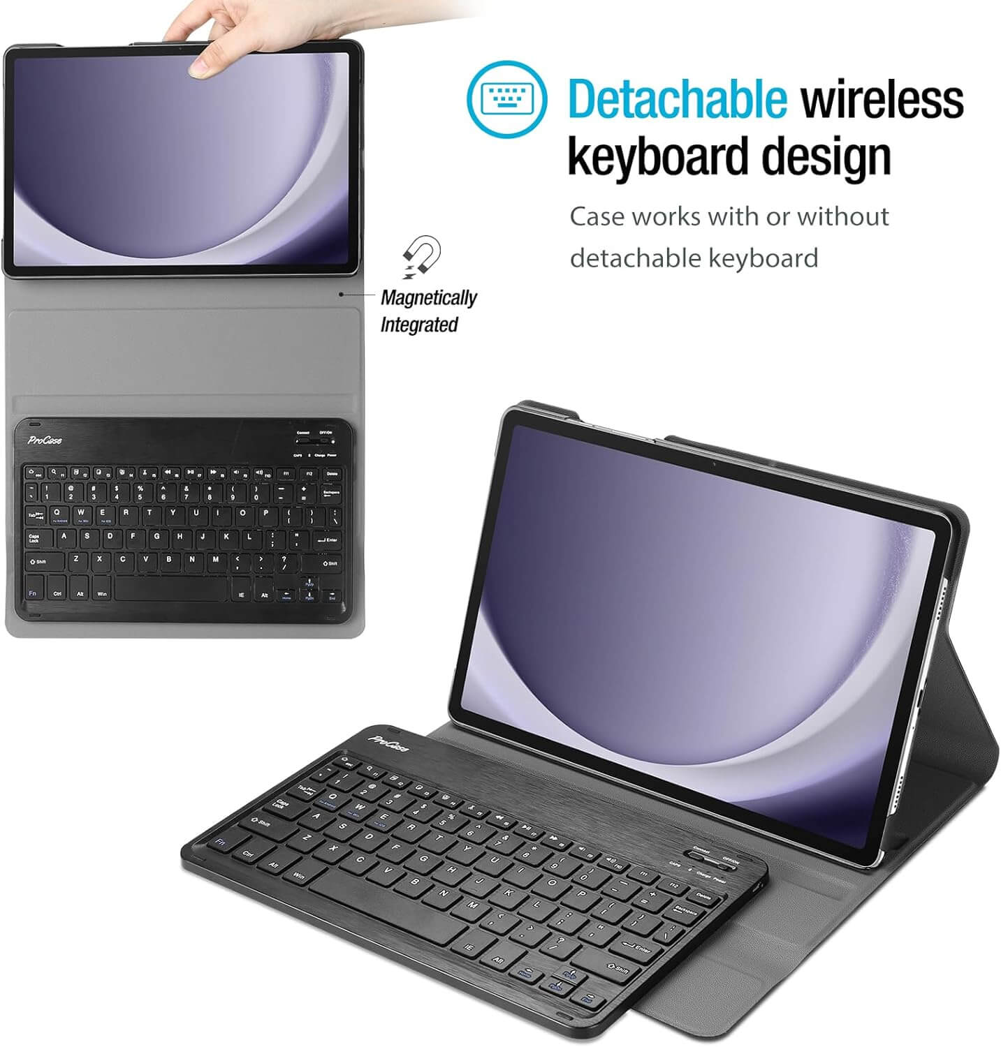 Galaxy Tab A9 Plus 11 Inch 2023 PU Leather Keyboard Case