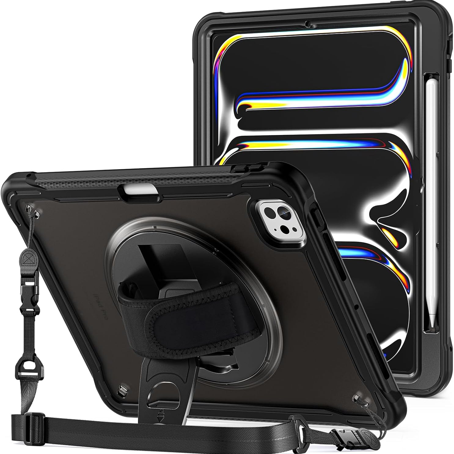 ProCase Heavy Duty Shockproof Rugged Case for iPad Pro 11/13 inch 2024 M4 Black