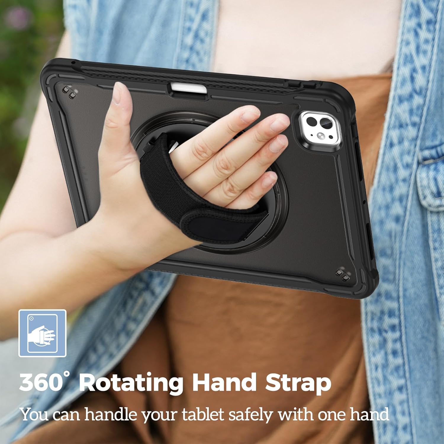 ProCase Heavy Duty Shockproof Rugged Case for iPad Pro 11/13 inch 2024 M4 Black