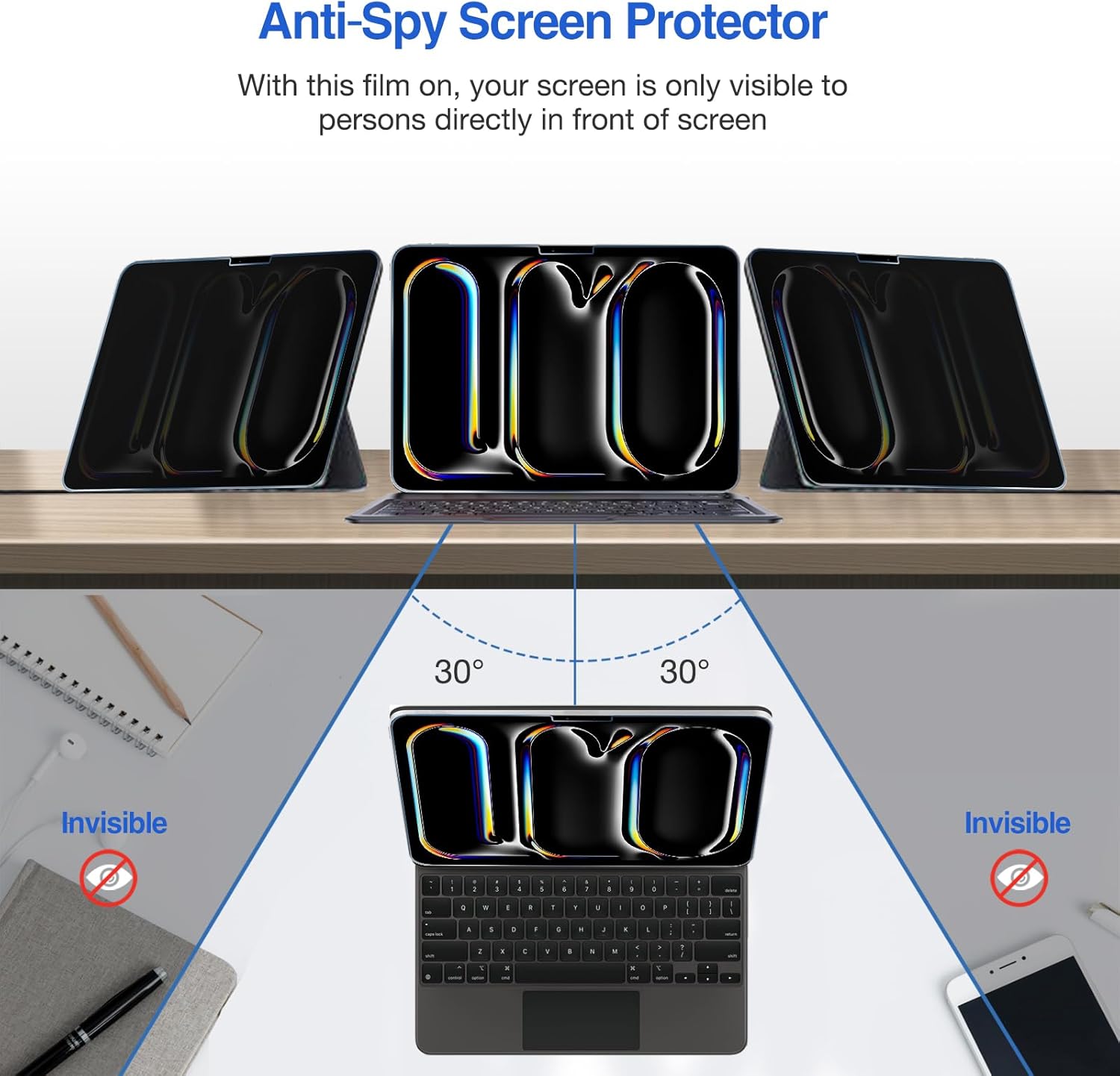 ProCase Tempered Glass Privacy Screen for iPad Pro 11"M4 5th Gen 2024