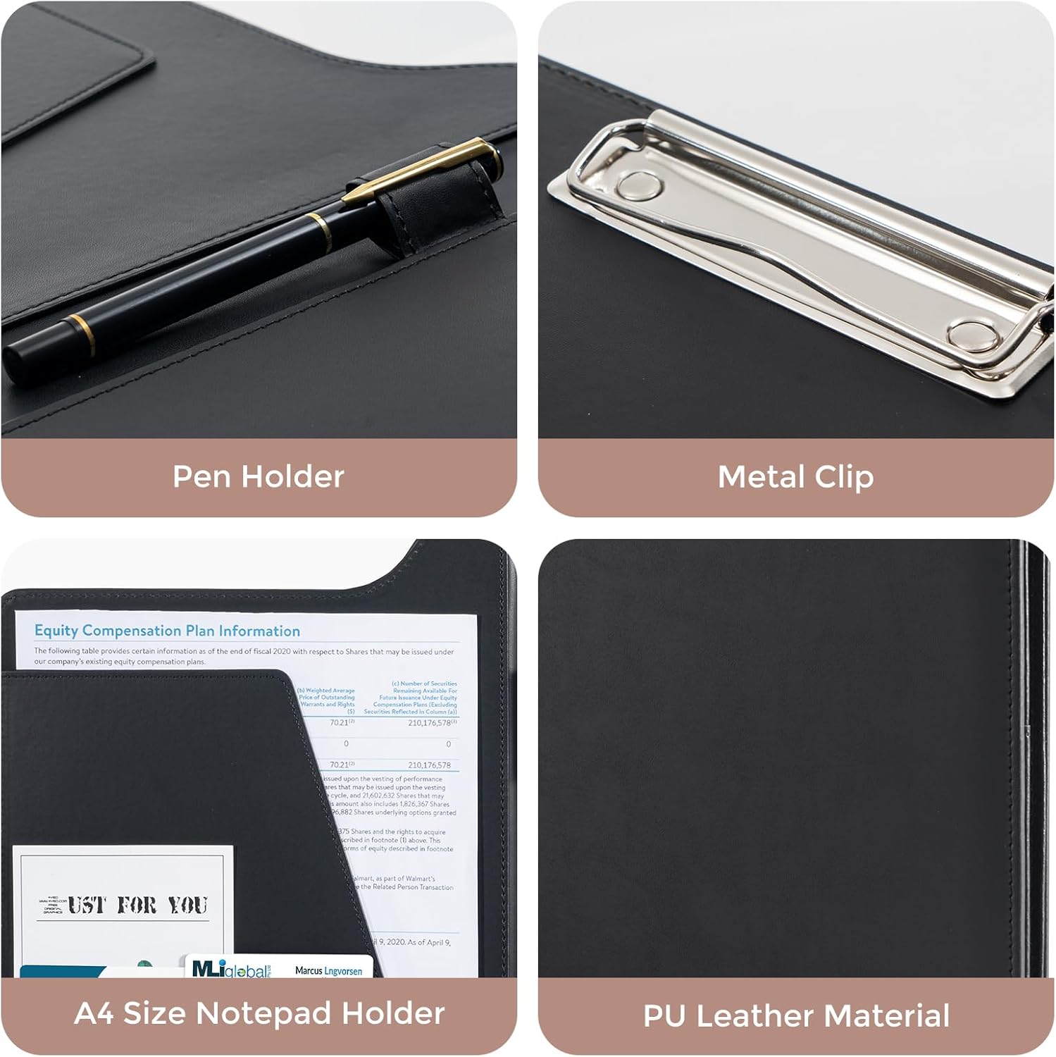 ProCase A4 Leather Clipboard Folder Portfolio Black