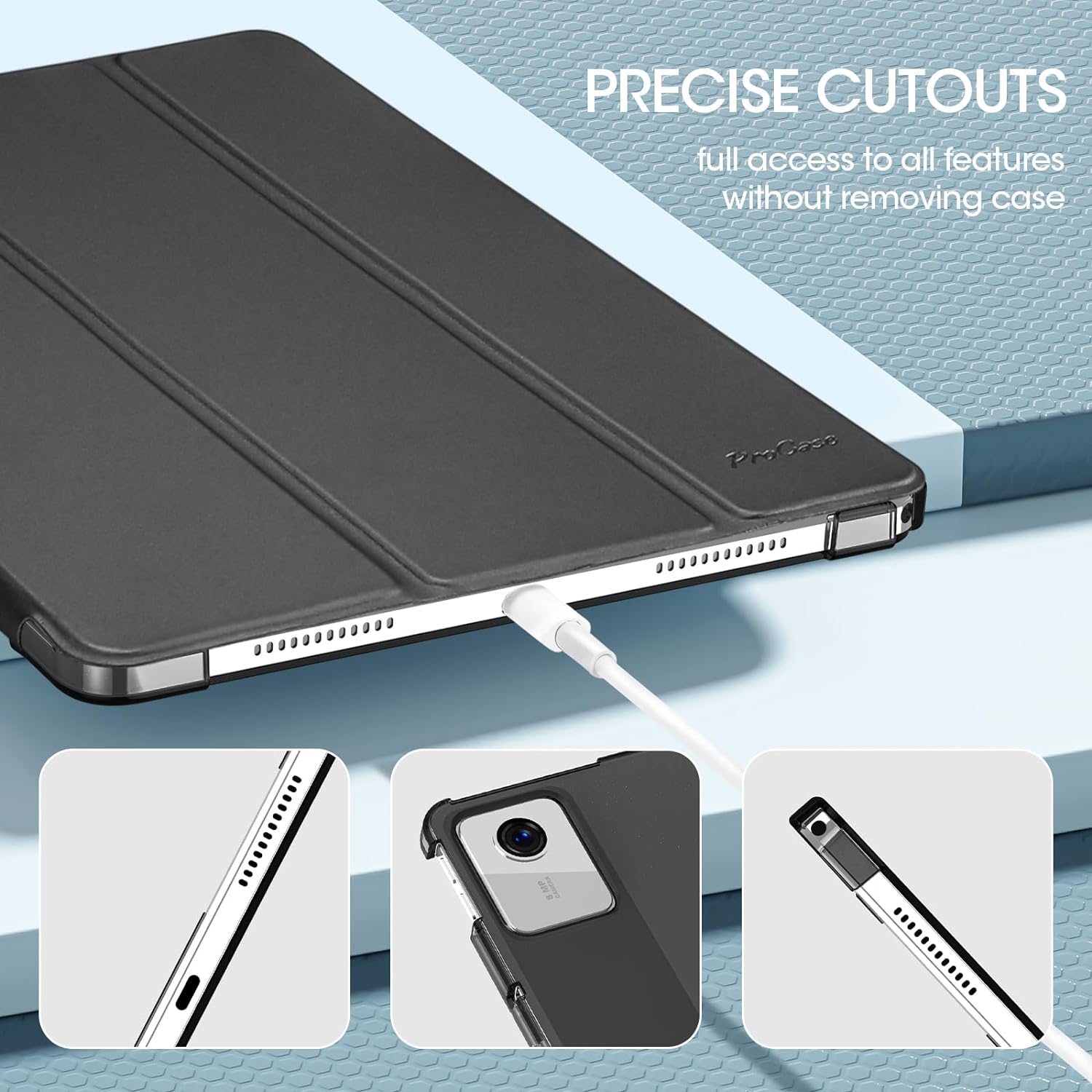 ProCase Lightweight Smart Case for Lenovo Tab M11/Tab K11 LTE Black