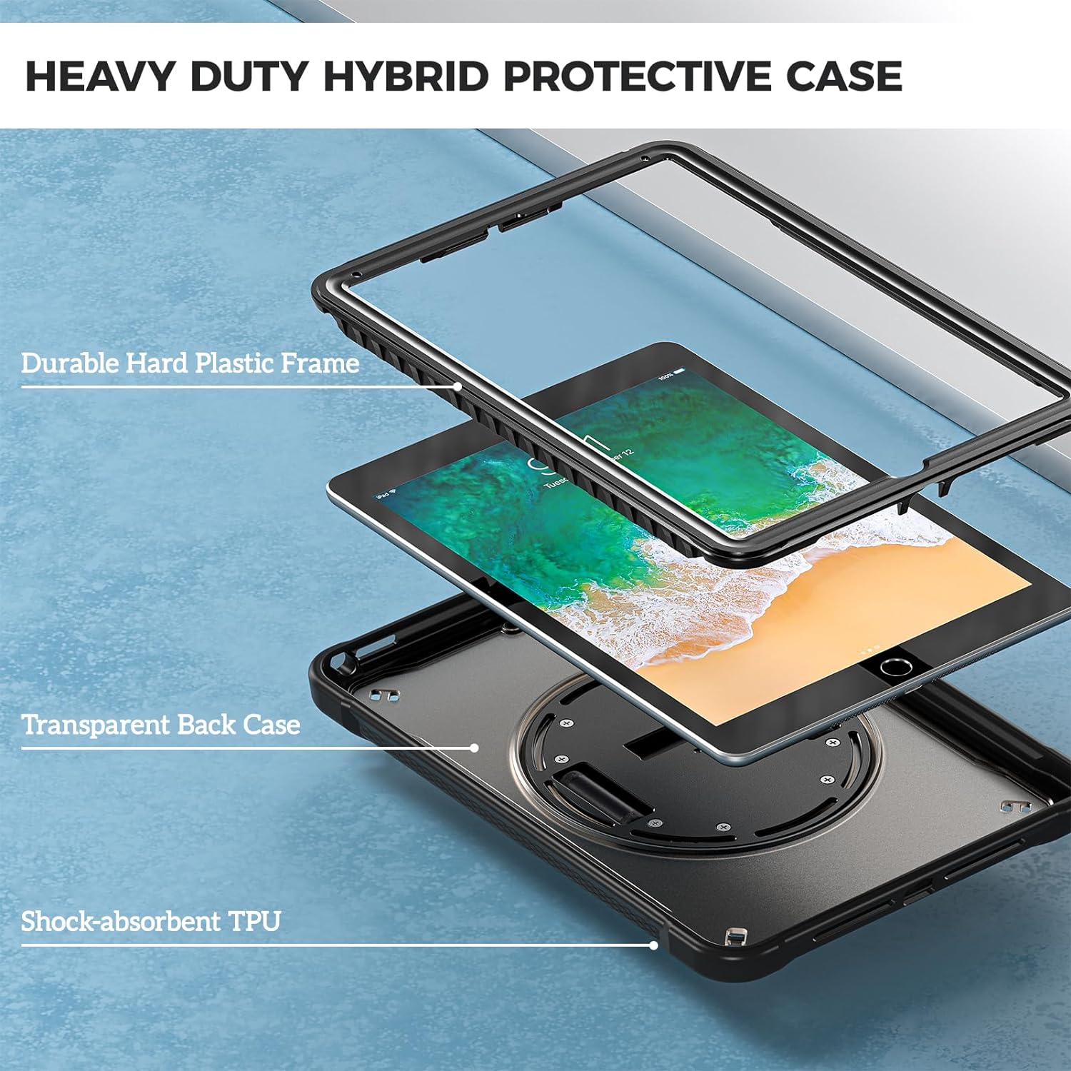 ProCase Rugged Case for iPad 9.7 Inch 5th 6th Gen/iPad Air 2/iPad Pro 9.7 Black