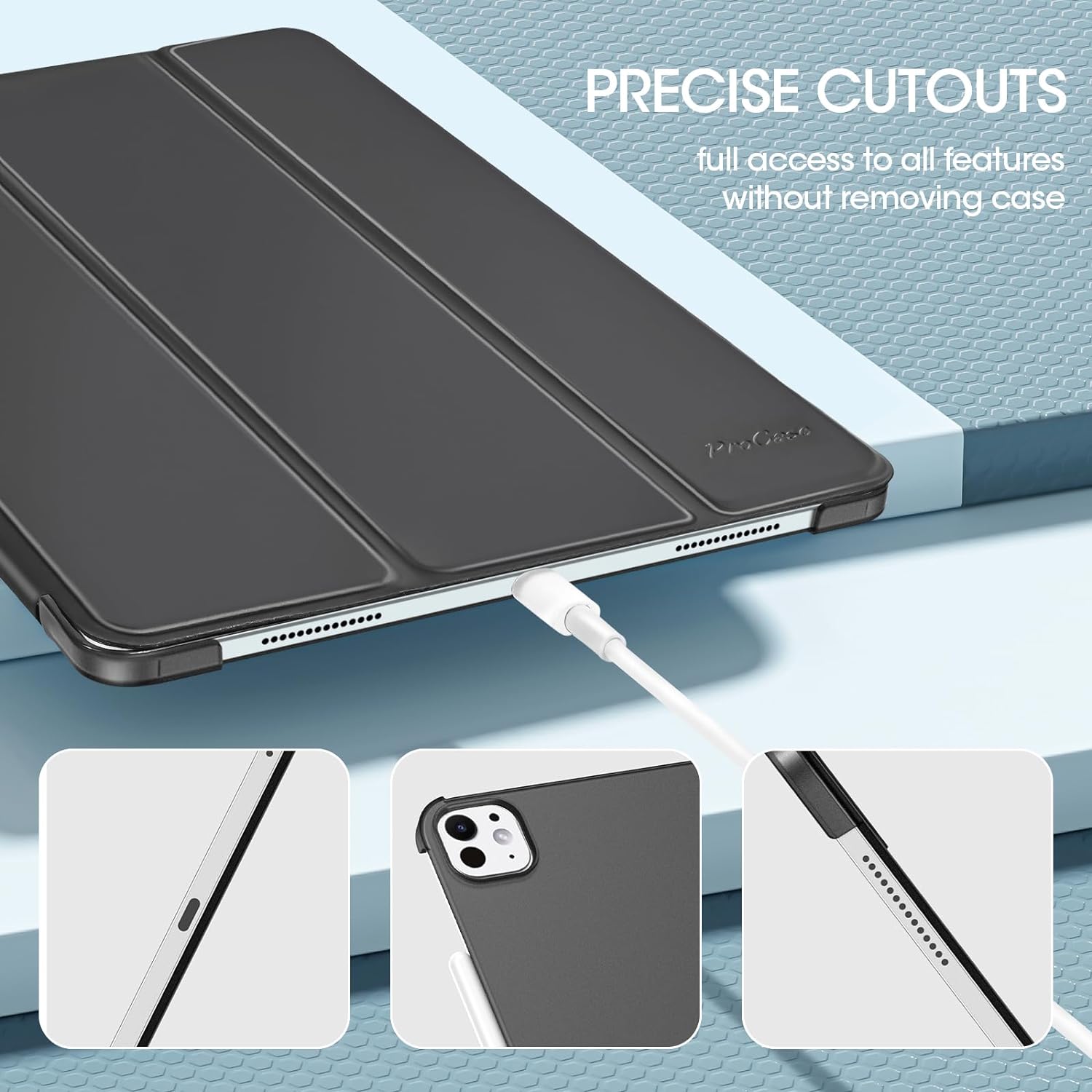 ProCase Slim Case for iPad Pro 13" M4 7th Gen Black