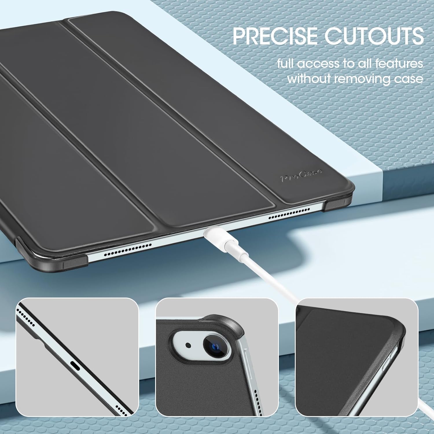 ProCase Slim Case for iPad Air 13" M3 2025/M2 2024 Black