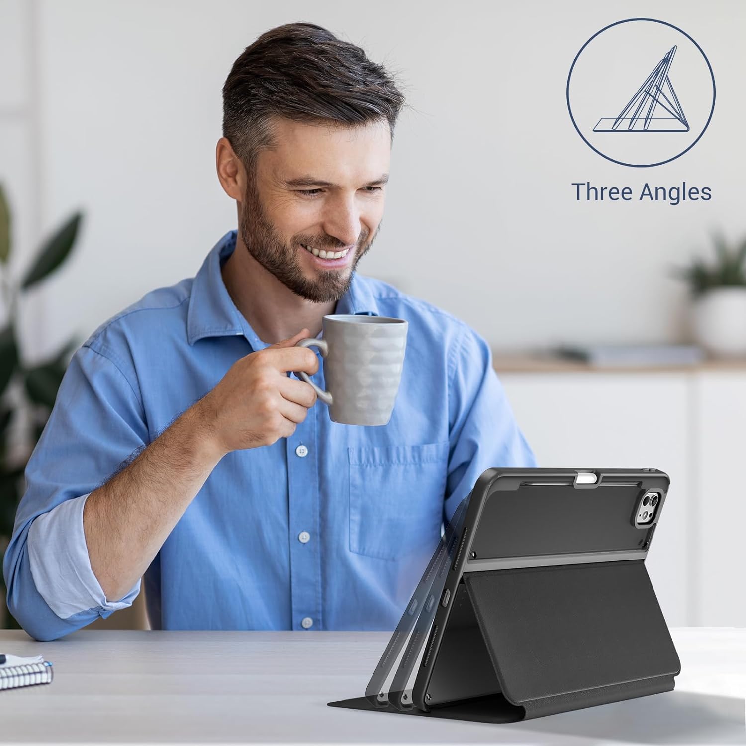 ProCase Smart Case for iPad Pro 11 Inch 2024 M4 with Pencil Holder Black