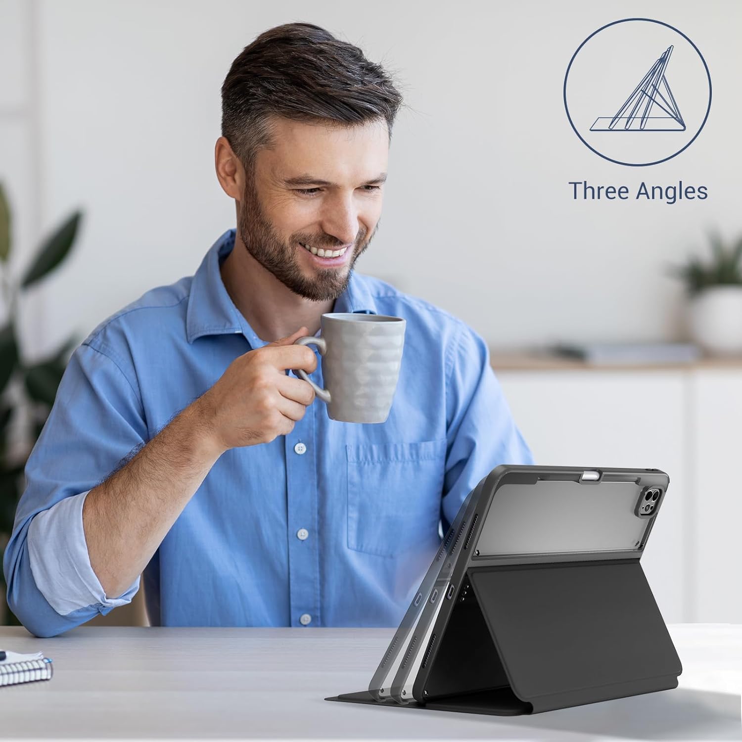 ProCase Slim Folio Case for iPad Pro 13" M4 7th Gen with Pencil Holder Black