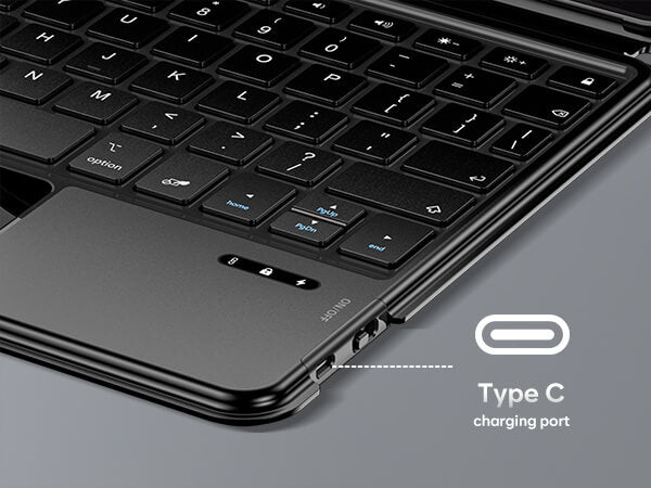 iPad keyboard with a Type C charging port