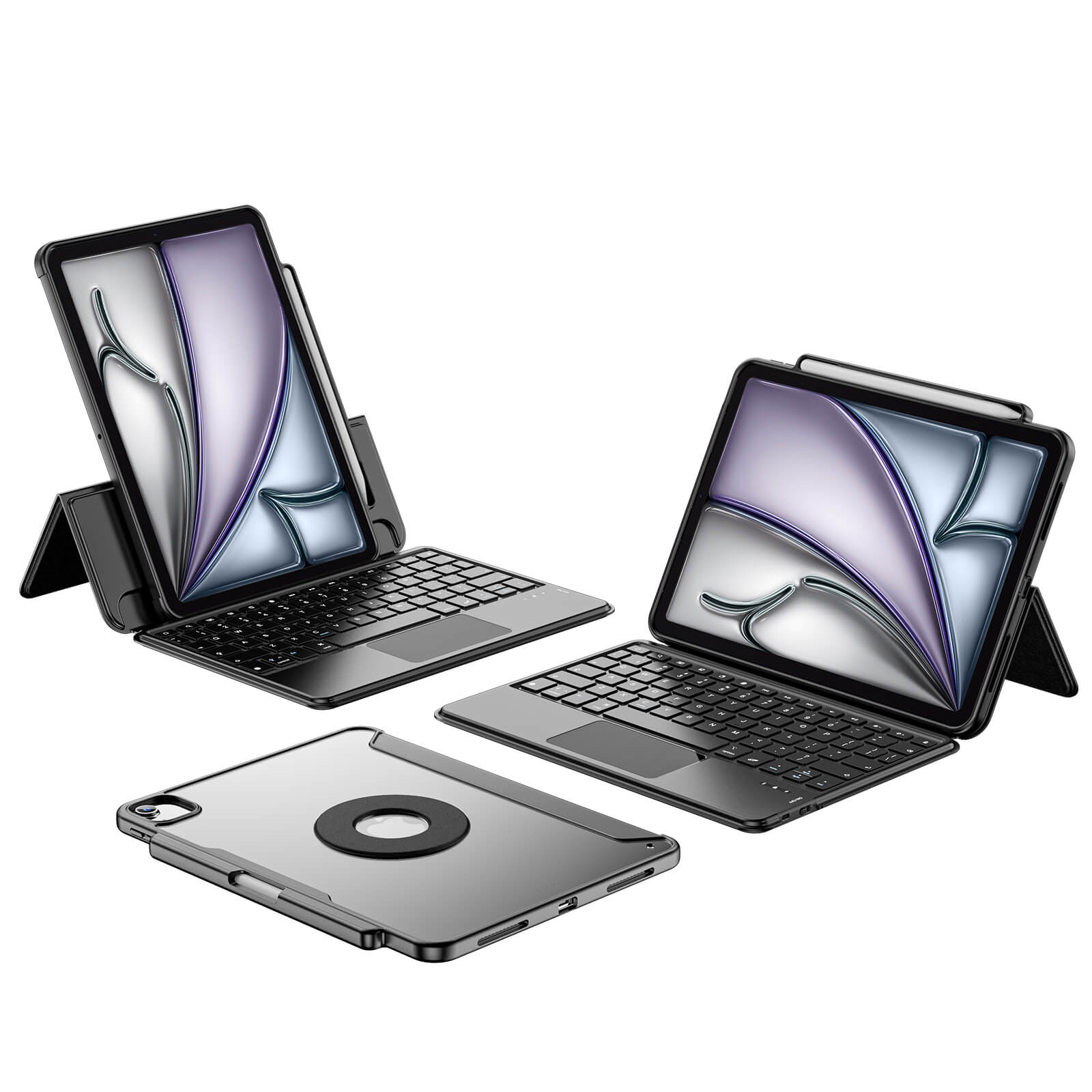 iPad Air 11" M3 2025 Keyboard Case with multiple stand angle.