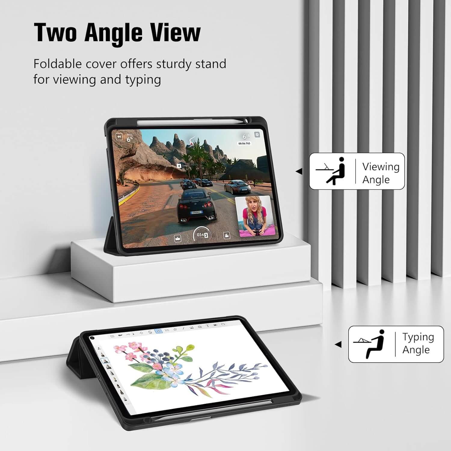 Foldable cover with two viewing angles for ipad air 11" M3