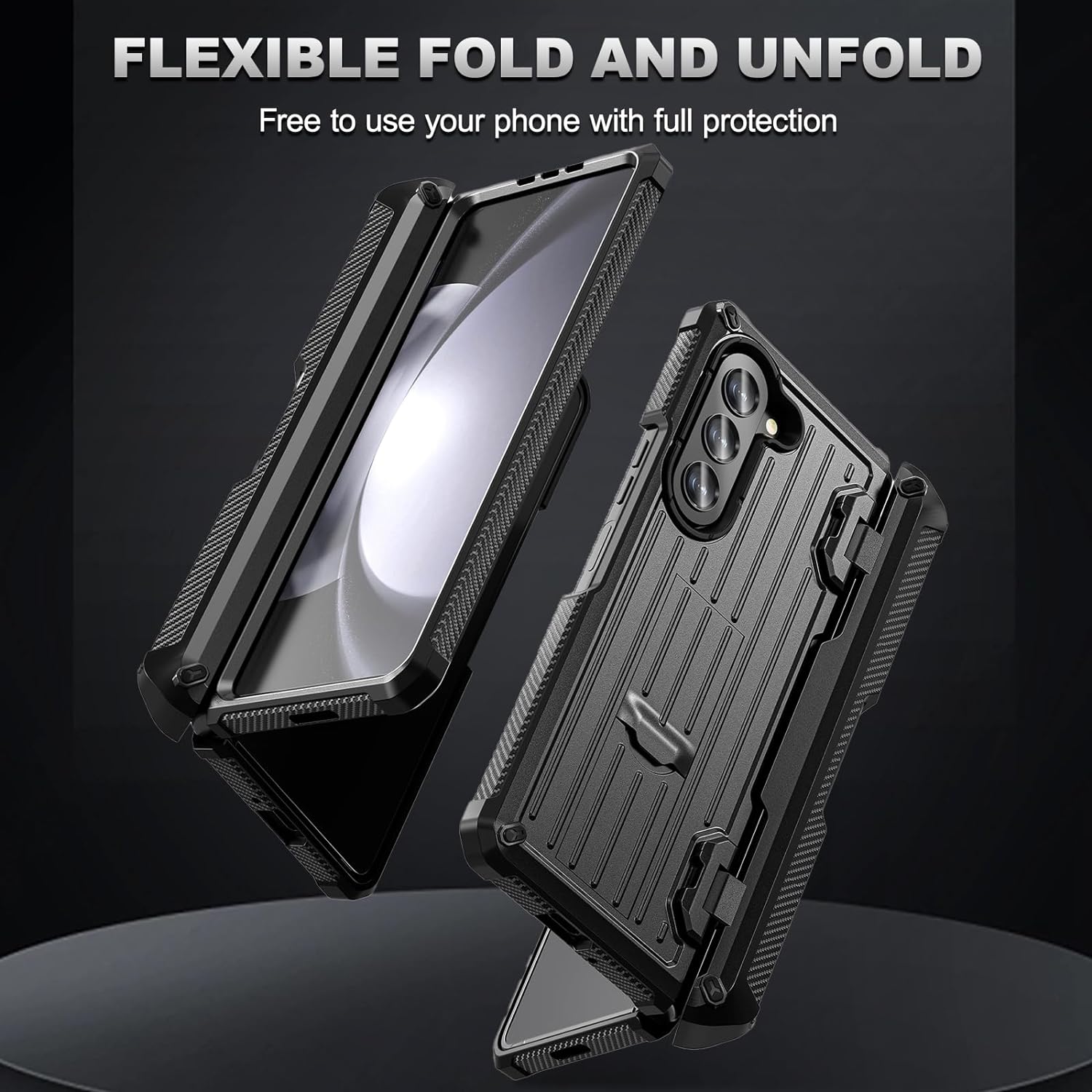 Galaxy Z Fold 5 5G Heavy Duty Shockproof Case with Built-in Screen Protector