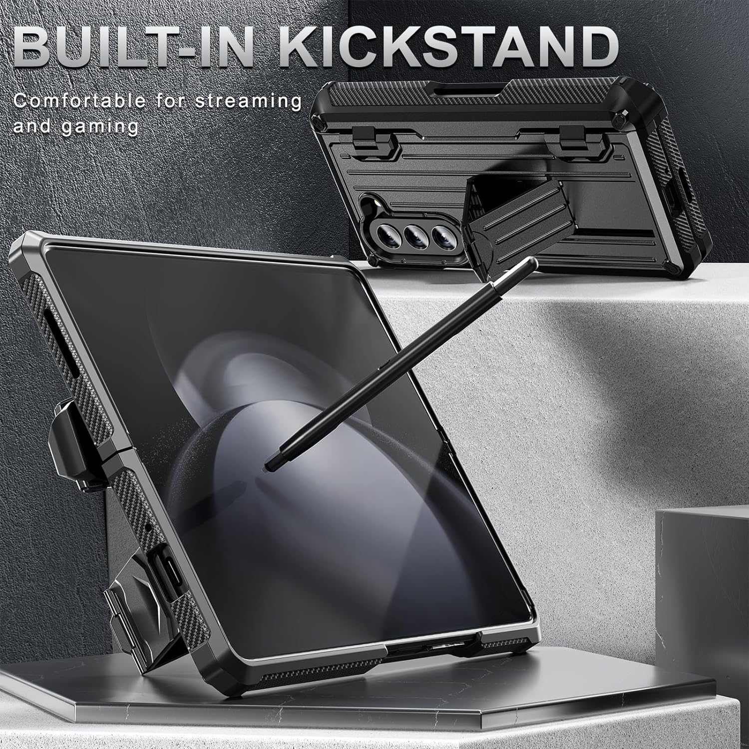 Galaxy Z Fold 5 5G Heavy Duty Shockproof Case with Built-in Screen Protector