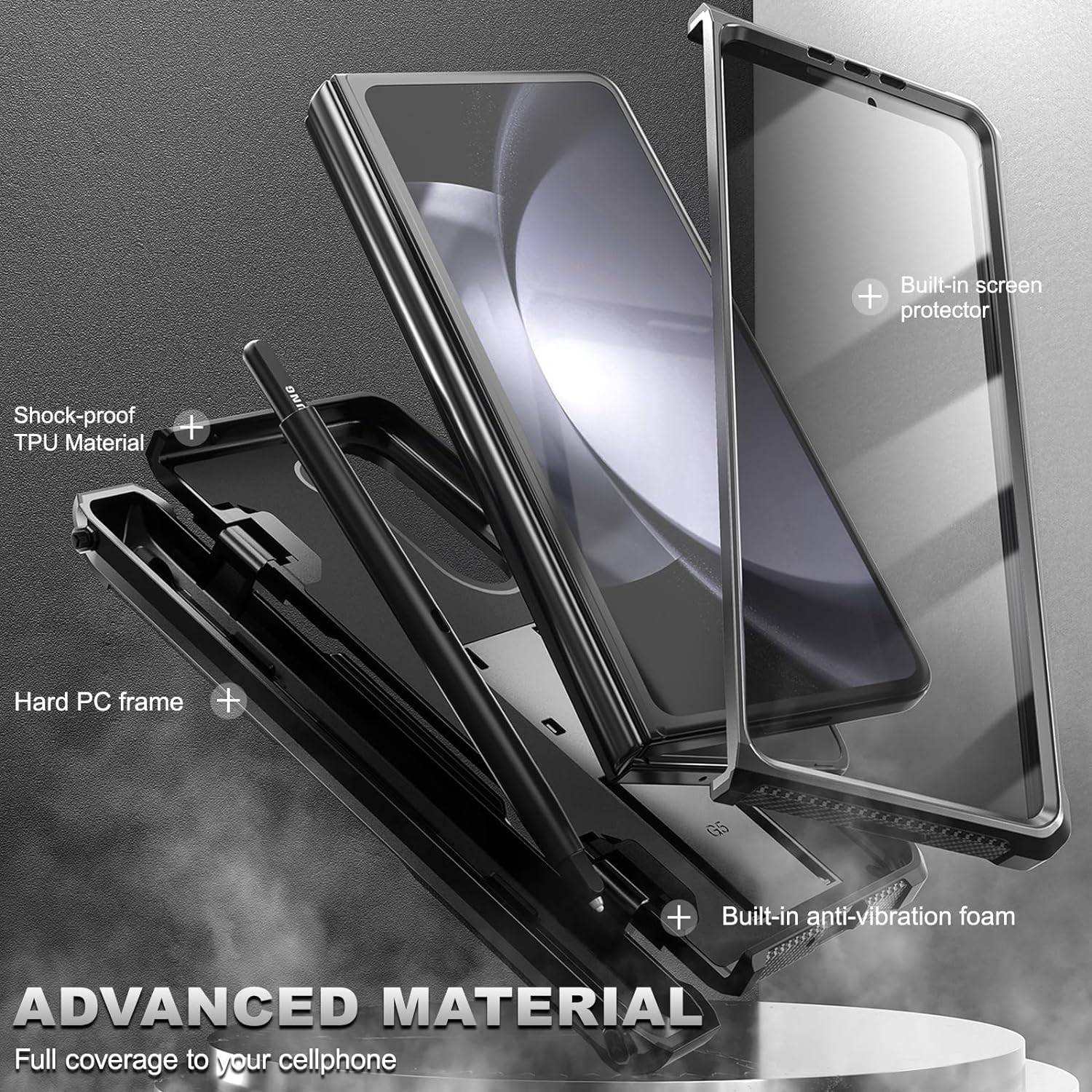 Galaxy Z Fold 5 5G Heavy Duty Shockproof Case with Built-in Screen Protector
