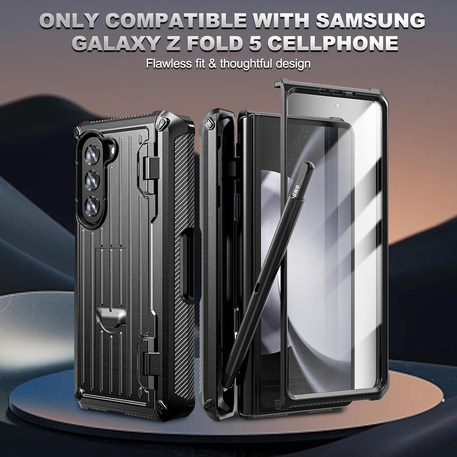 Galaxy Z Fold 5 5G Heavy Duty Shockproof Case with Built-in Screen Protector