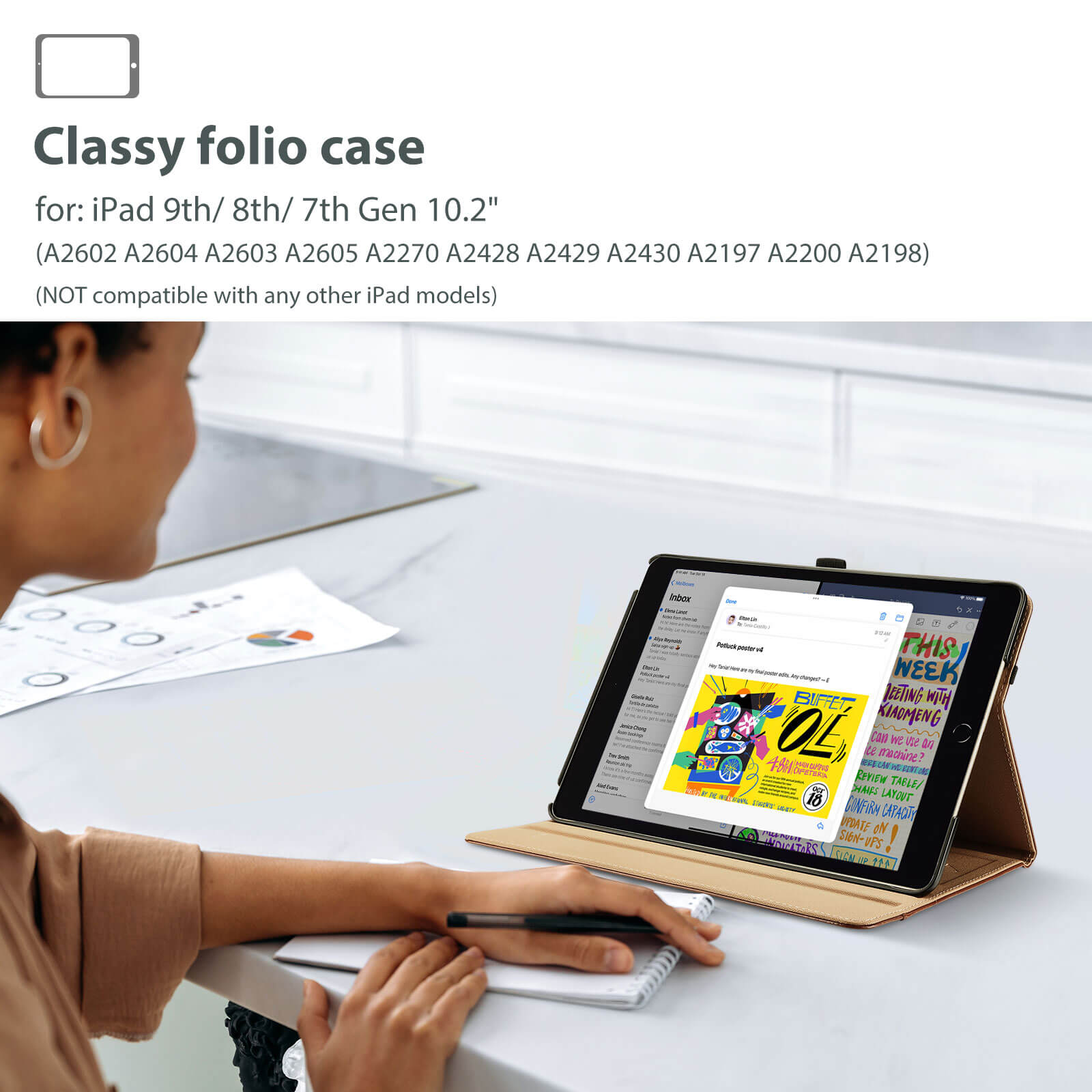 Pad 10.2" 7th Gen/ 8th Gen /9th Gen PU Leather Business Folio Case