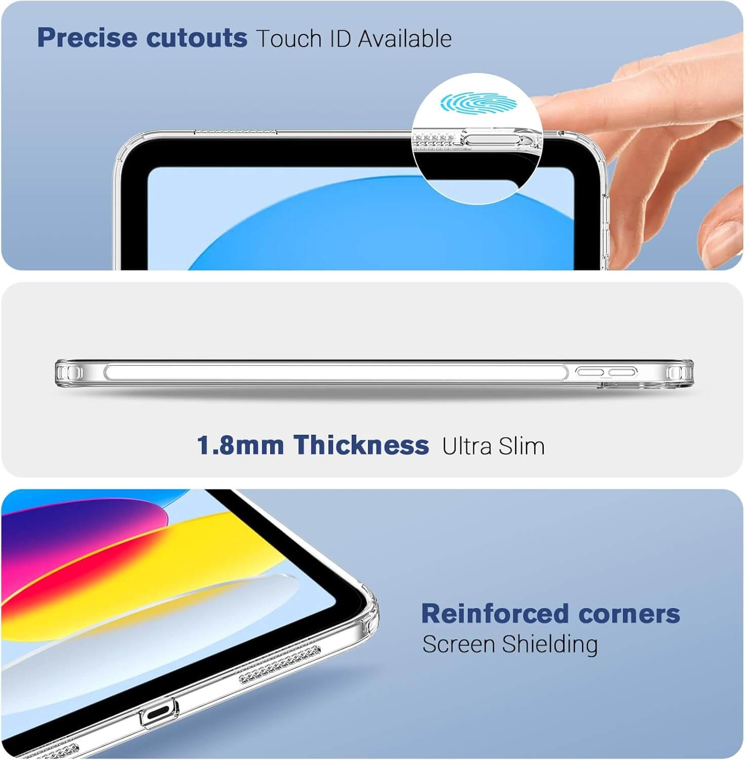 ProCase Slim Transparent Case for iPad(A16) 11th/10th Gen Clear