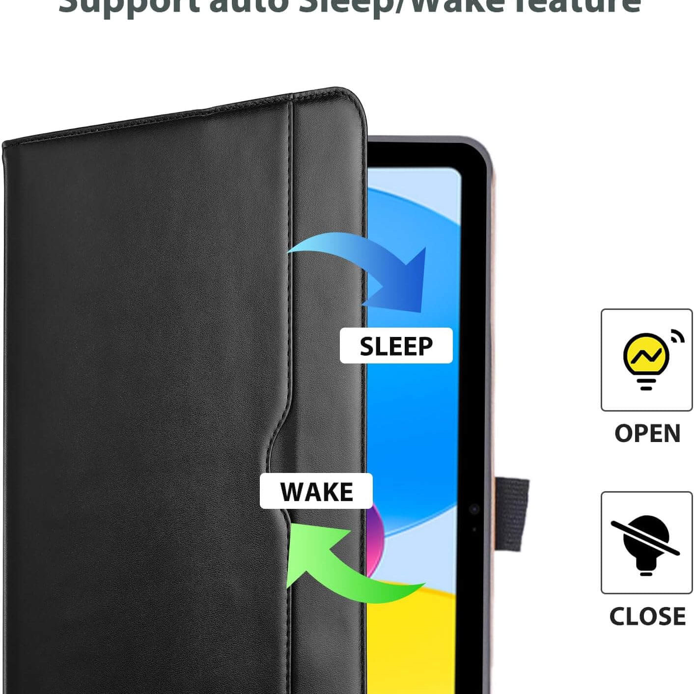 ProCase Folio Case for iPad 11th/10th Gen Black PU Leather