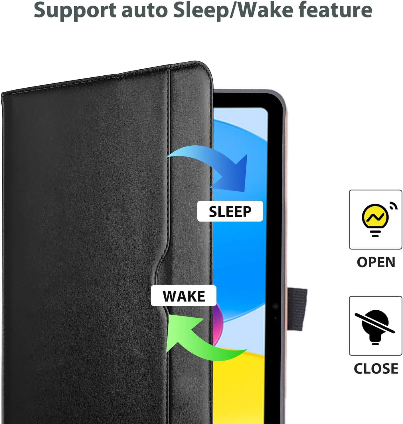 ProCase Folio Case for iPad 11th/10th Gen Black PU Leather