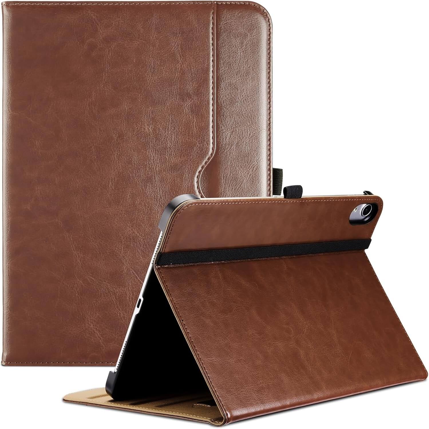 ProCase Folio Case for iPad 11th/10th Gen Brown PU Leather