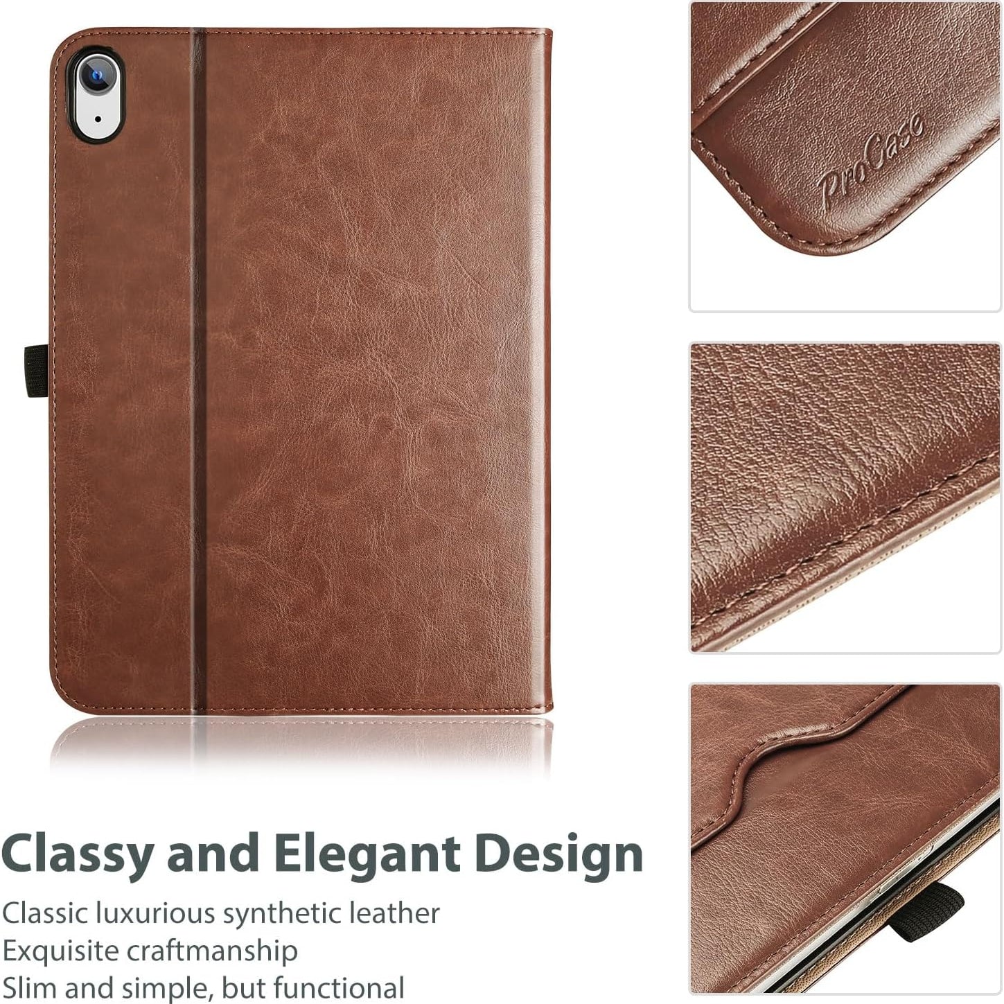 ProCase Folio Case for iPad 11th/10th Gen Brown PU Leather