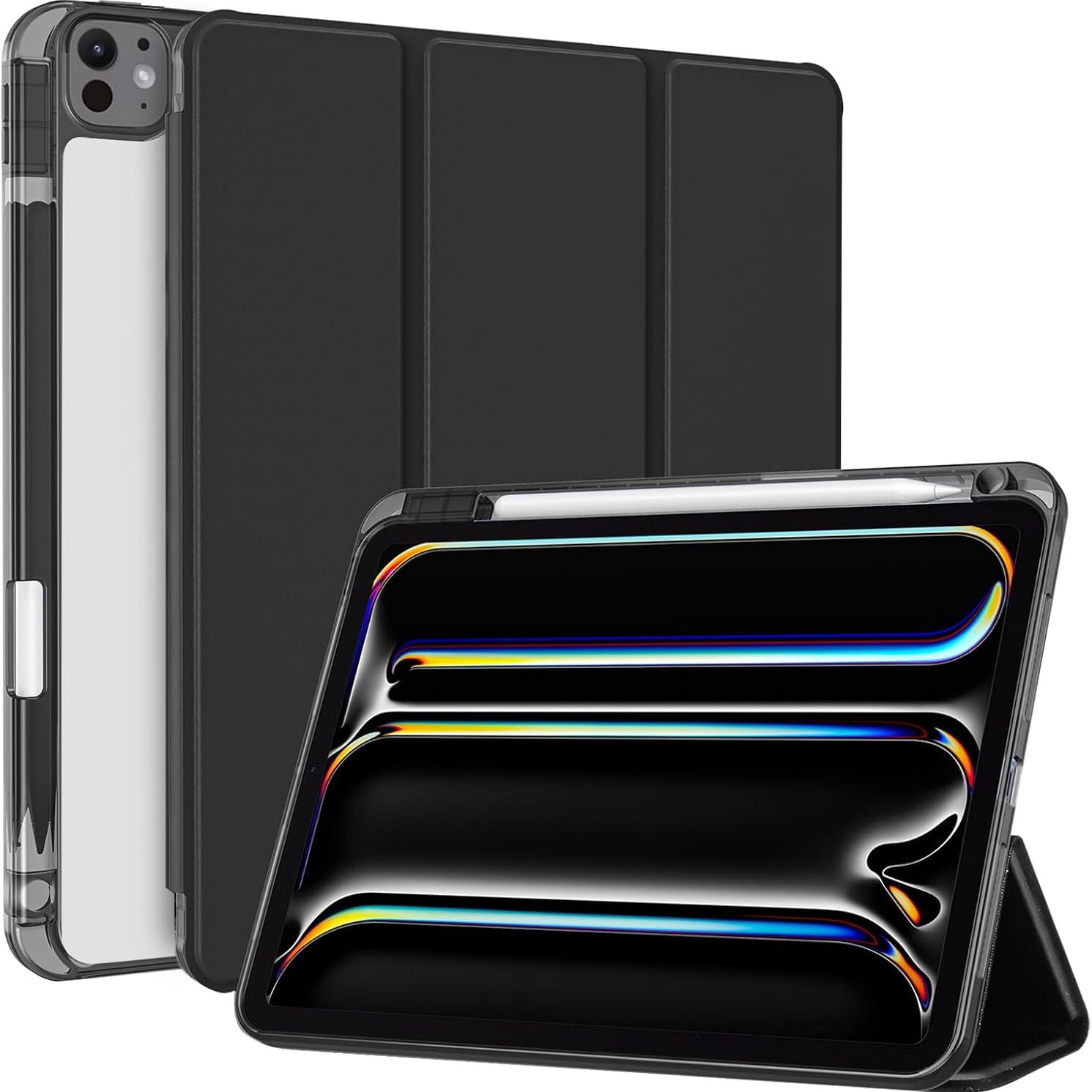 iPad Pro 11" iPad Pro 11" 2025 M5/ 2024 M4 Stylish Hybrid Case with Pencil Holder Black