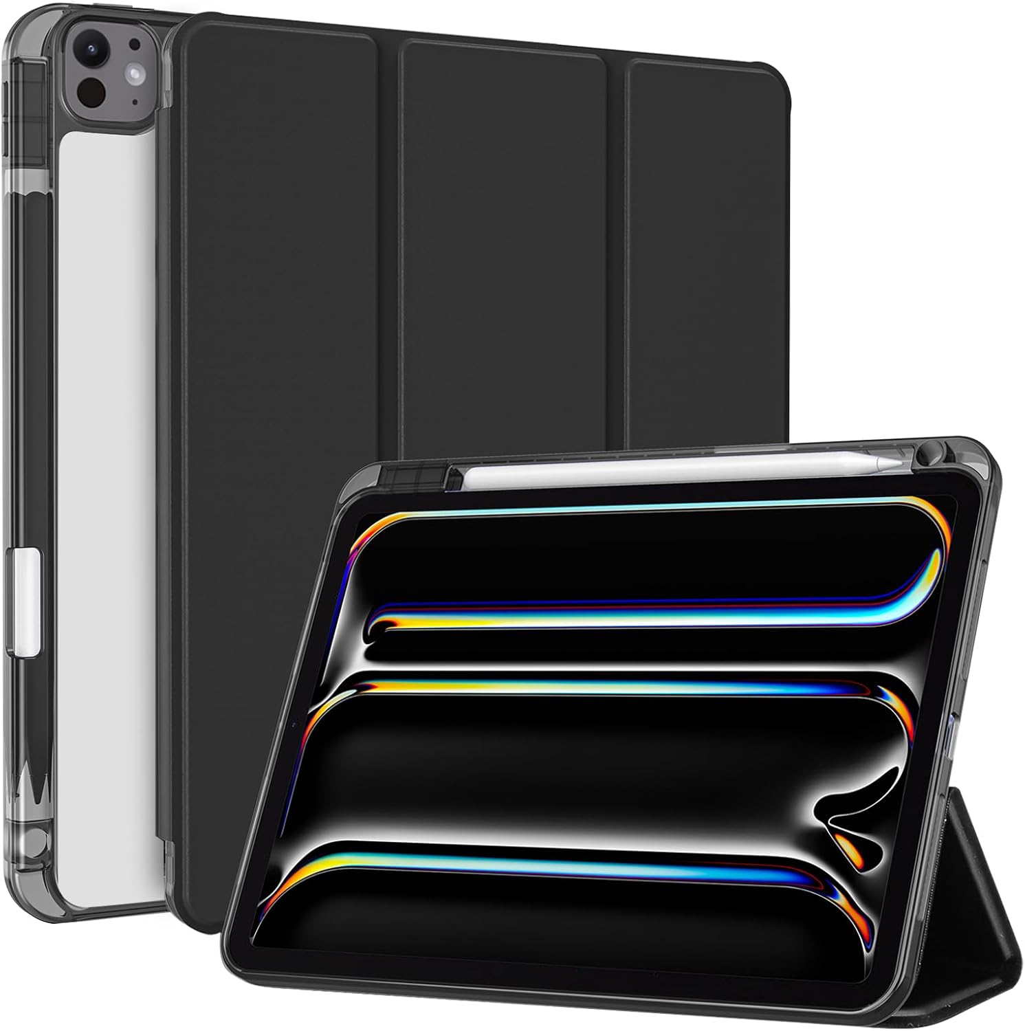 iPad Pro 11" iPad Pro 11" 2025 M5/ 2024 M4 Stylish Hybrid Case with Pencil Holder Black