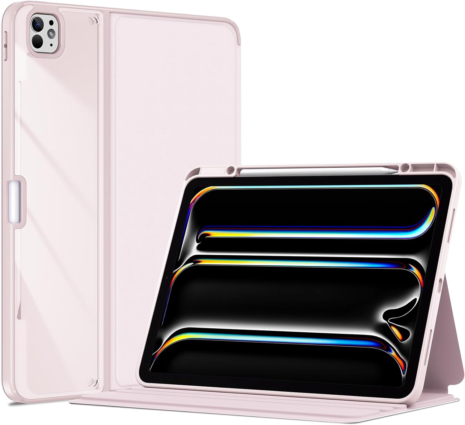 ProCase Slim Folio Case for iPad Pro 13" M4 7th Gen with Pencil Holder Pink