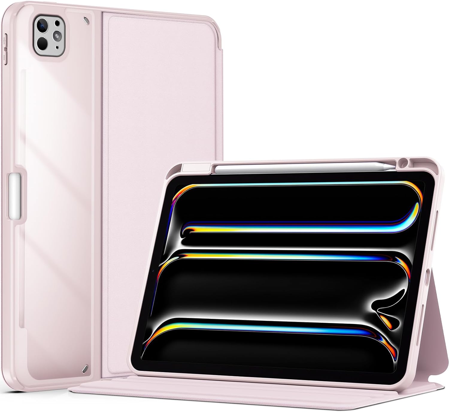 ProCase Smart Case for iPad Pro 11 Inch 2024 M4 with Pencil Holder Pink
