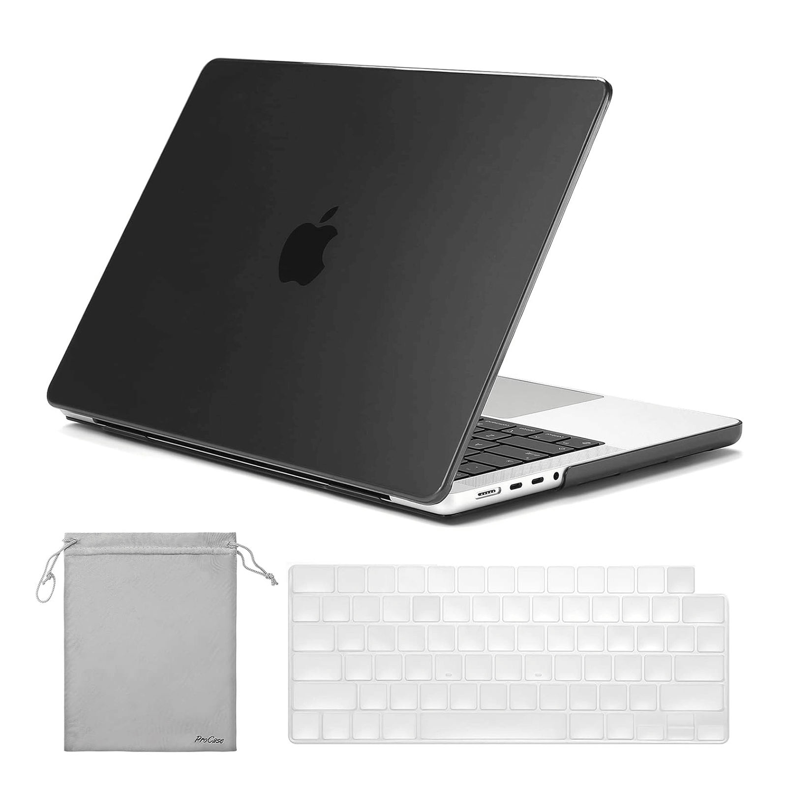 MacBook Pro 14" 2021-2023 Hard Black Shell Case with Keyboard Skin