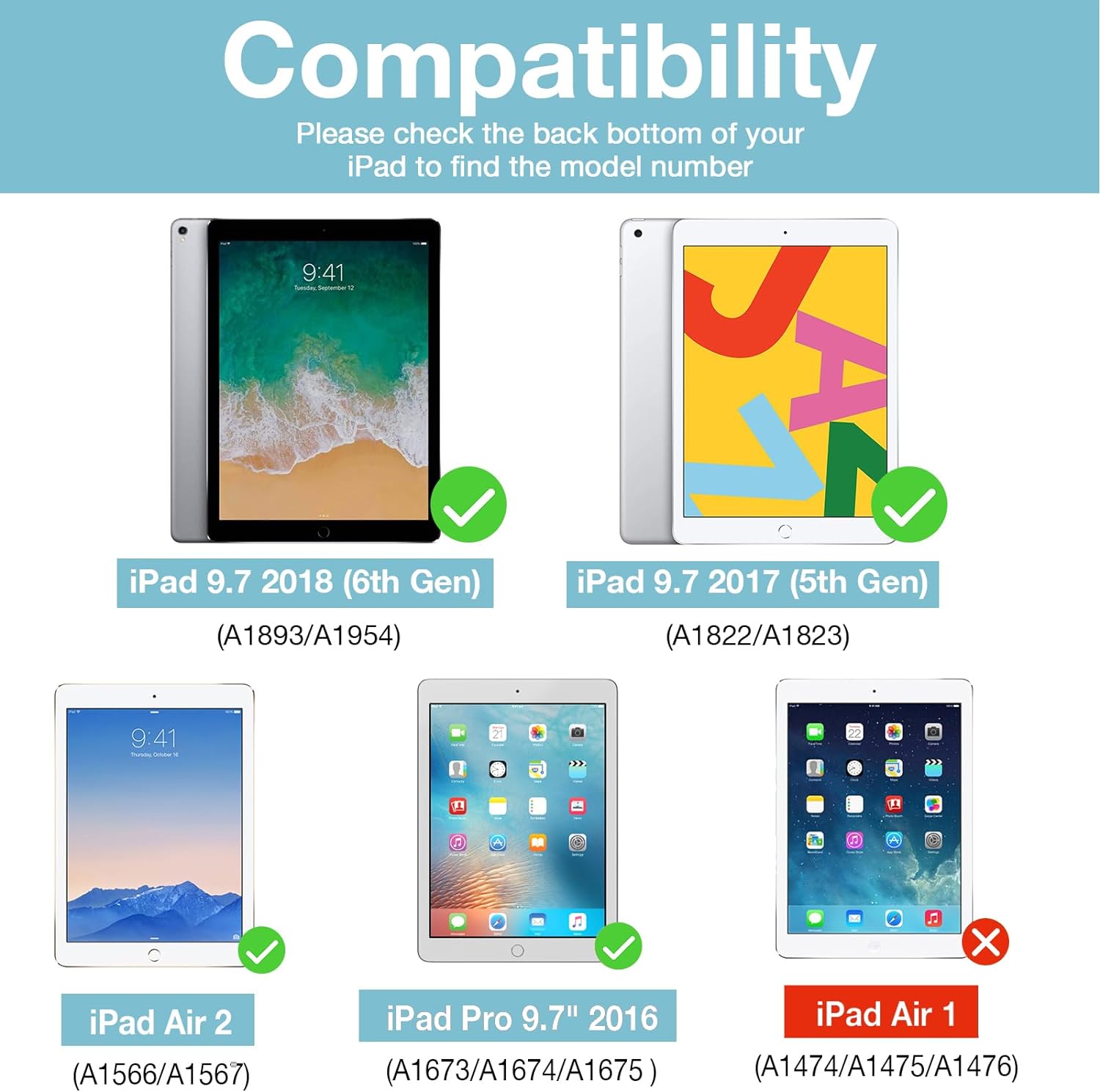 ProCase Rugged Case for iPad 9.7 Inch 5th 6th Gen/iPad Air 2/iPad Pro 9.7 Black