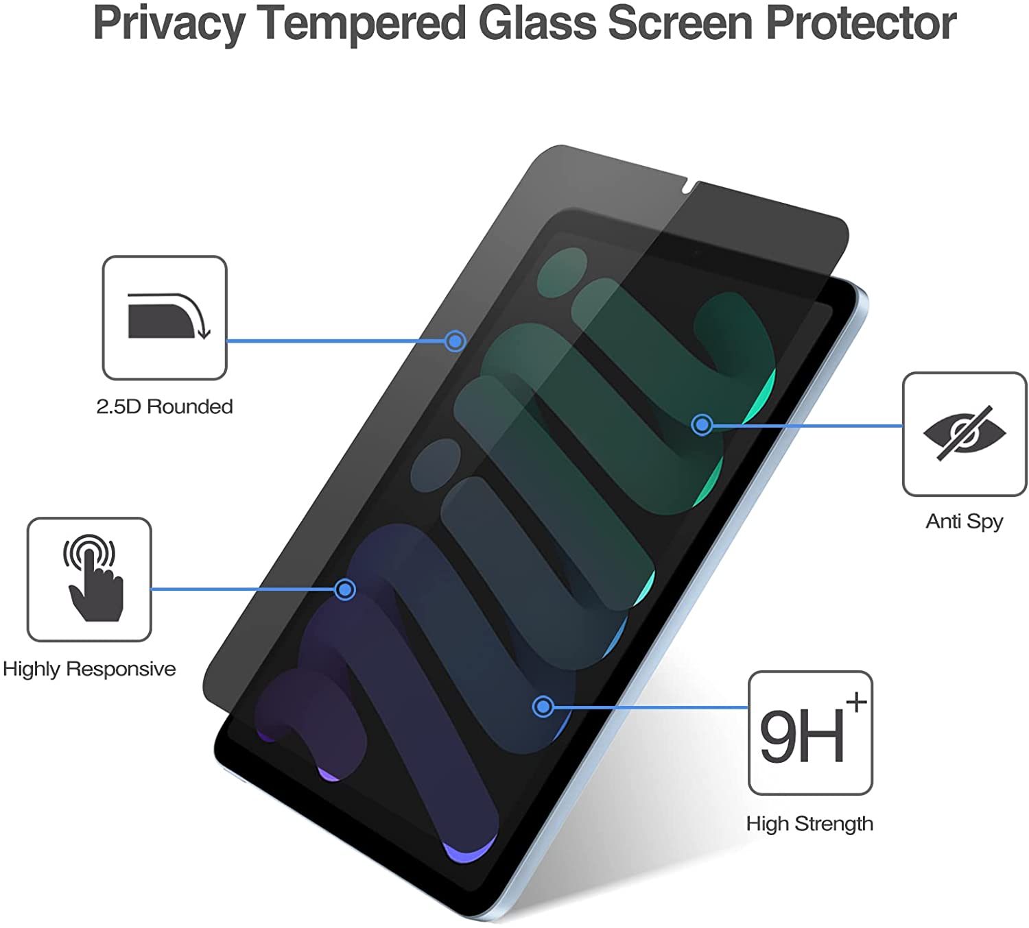 iPad Mini 6th Gen 8.3" 2021 4-Way Privacy Tempered Glass Screen Protector