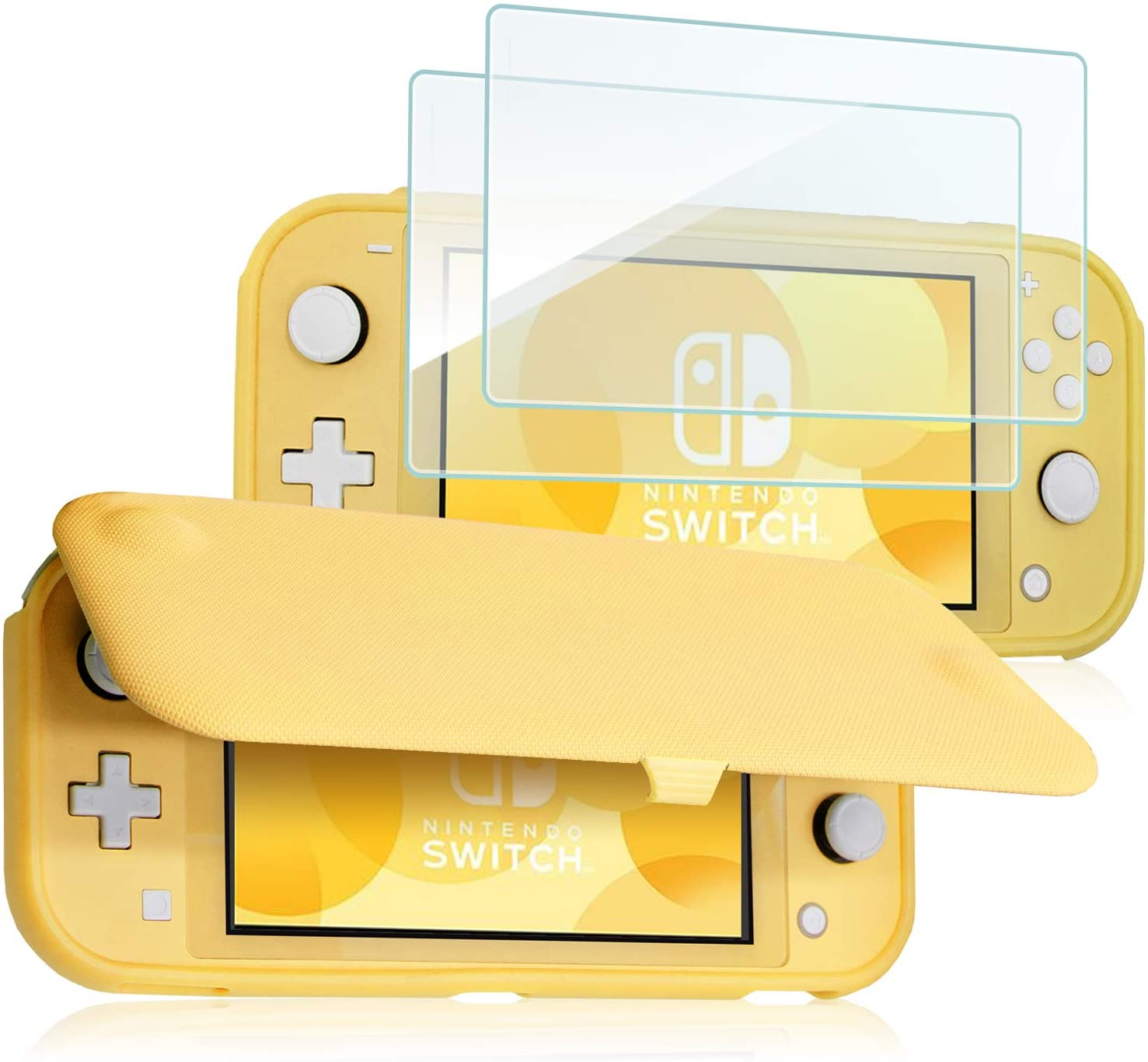 ProCase Flip Cover for Nintendo Switch Lite with 2 Pack Tempered Glass Screen Protectors, Slim Protective Case with Magnetically Detachable Front