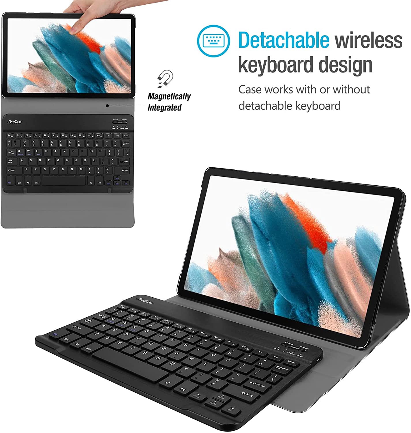 Galaxy Tab A8 10.5 2022 X200/ X205/ X207 Black Lightweight Case with keyboard