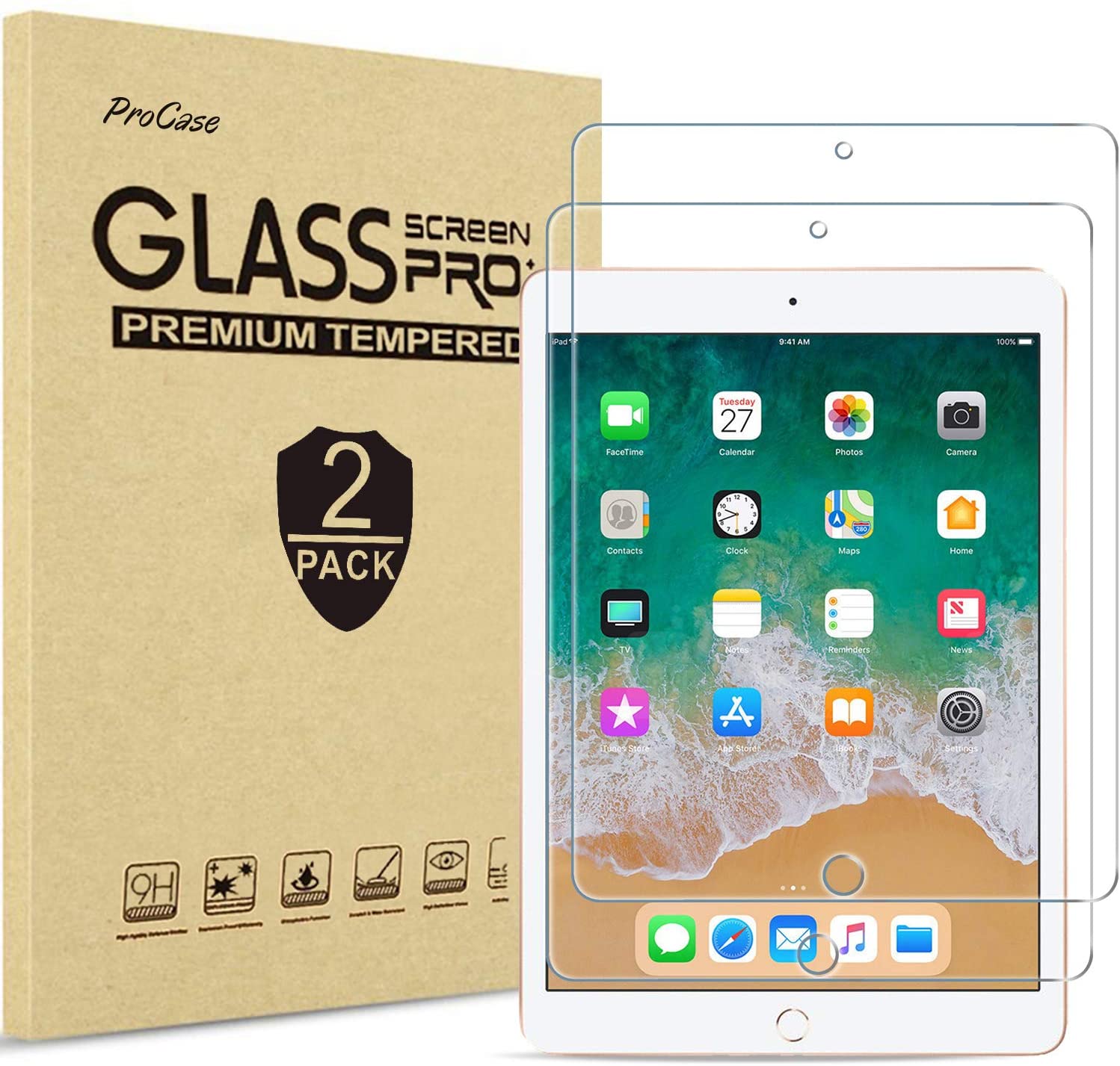 2-Pack Tempered Glass Screen Protector Compatible with iPad Air