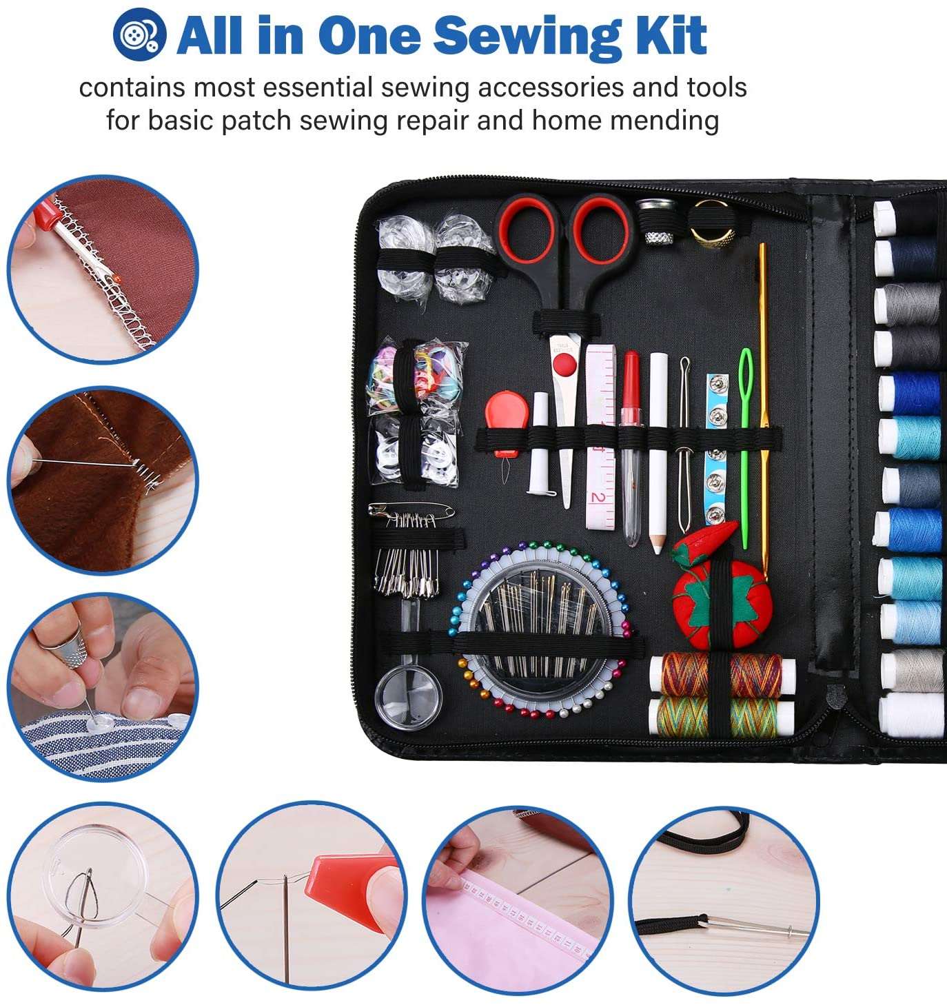 (183 Pcs) Practical Sewing Kit with Portable PU Leather Case | ProCase