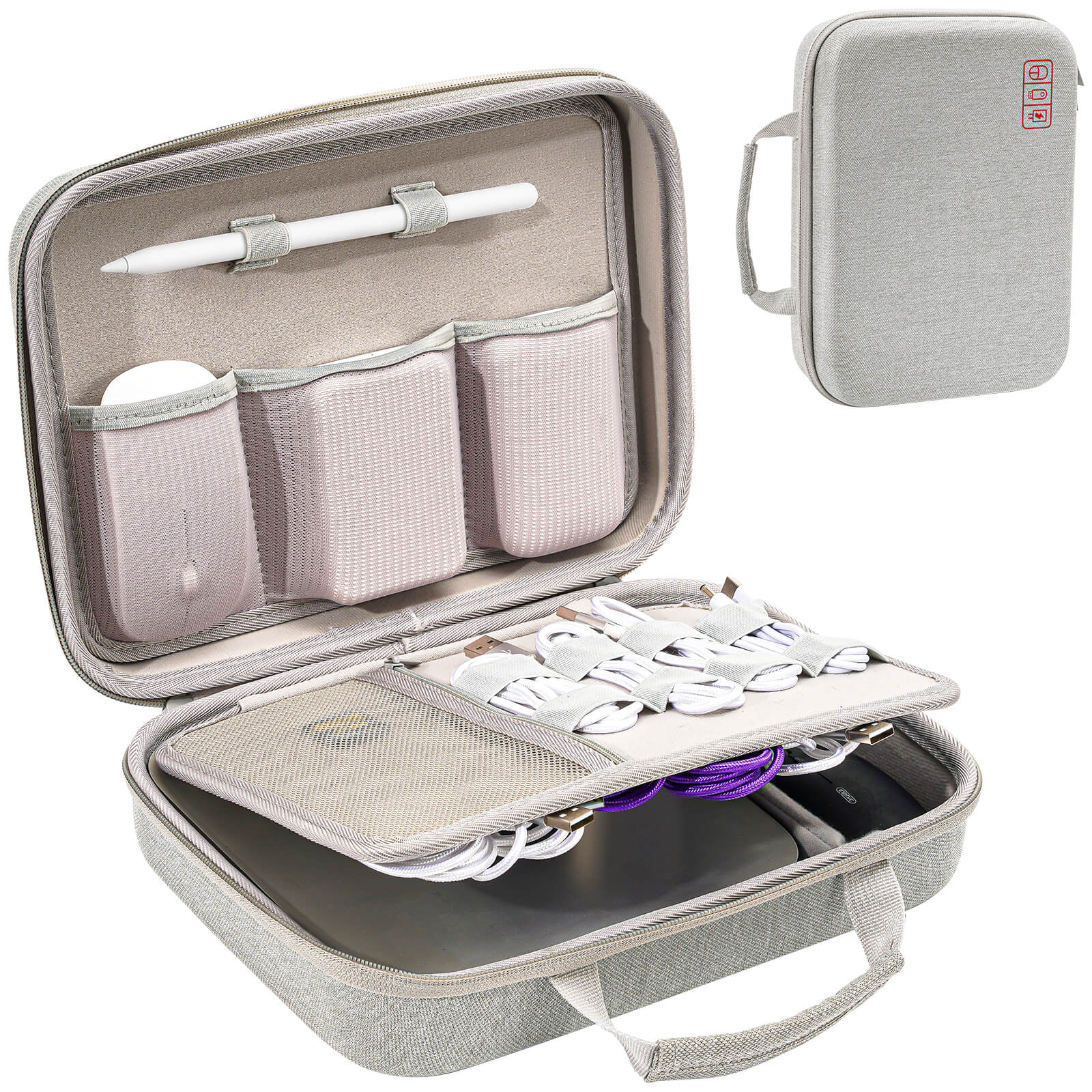 Case Only Hard Case Travel Electronic Organizer Grey Extra Large