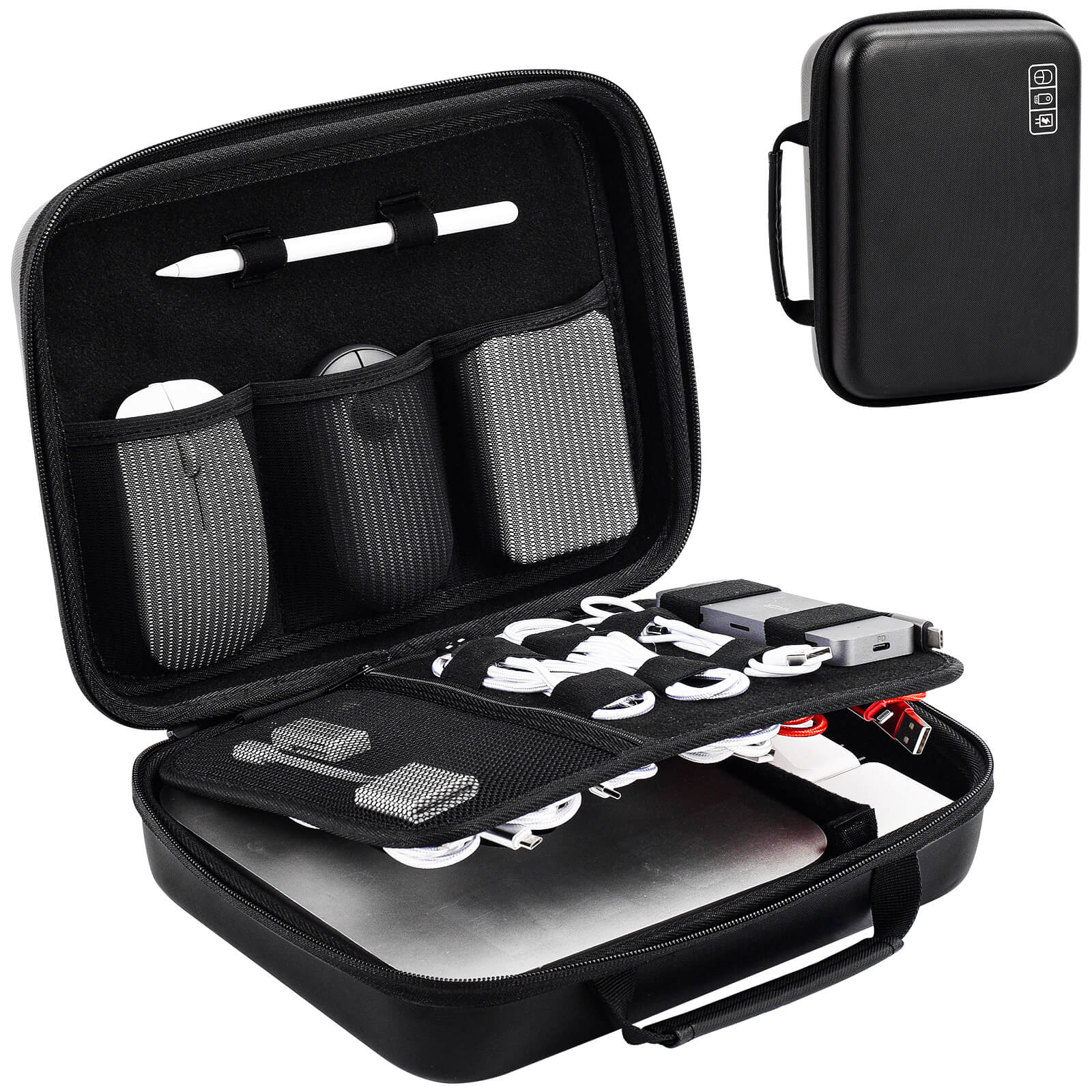 Black Hard Case Travel Electronic Organizer