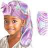 Lolalet Kids Bonnets for Girls, Long Silk Bonnet for Sleeping Kids Satin Bonnet Cap with Tie Band