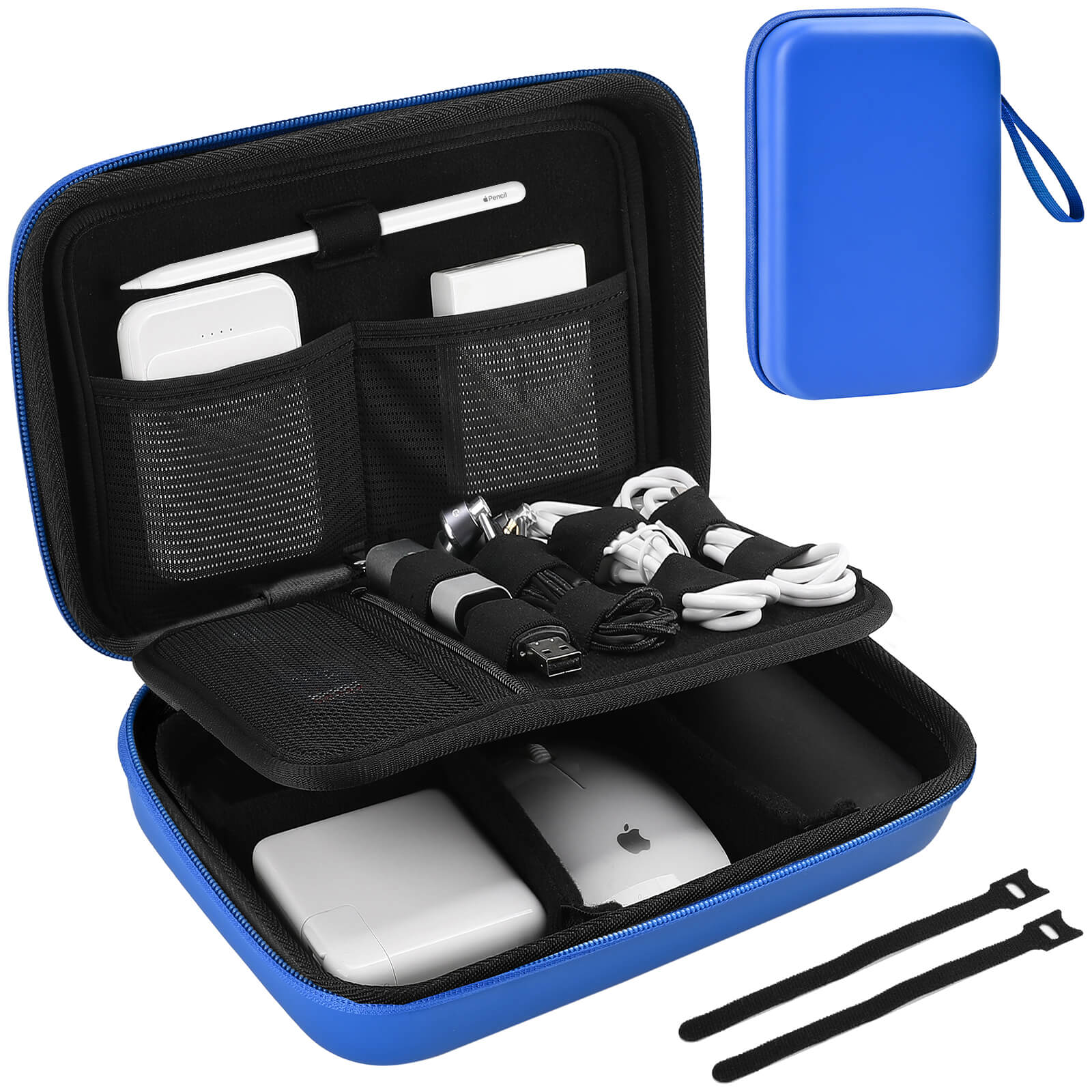 Blue Hard Case Travel Electronic Organizer